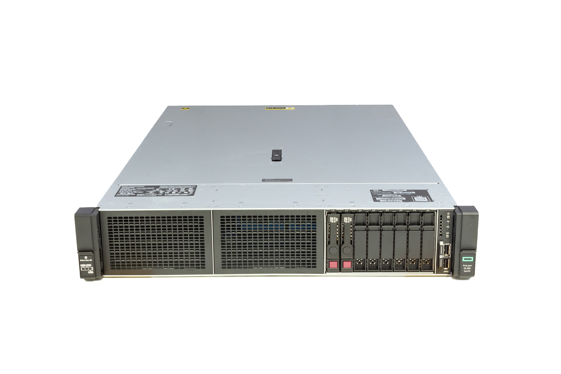 HPE ProLiant DL380 Gen10 Rack Server 2x Xeon Gold 6126, 32GB RAM, 8xSFF 1x PCI-Cage, 2x 500 Watt, Frontseite HPE ProLiant DL380 Gen10 Rack Server 2x Xeon Gold 6126, 32GB RAM, 8xSFF 1x PCI-Cage, 2x 500 Watt, Frontseite