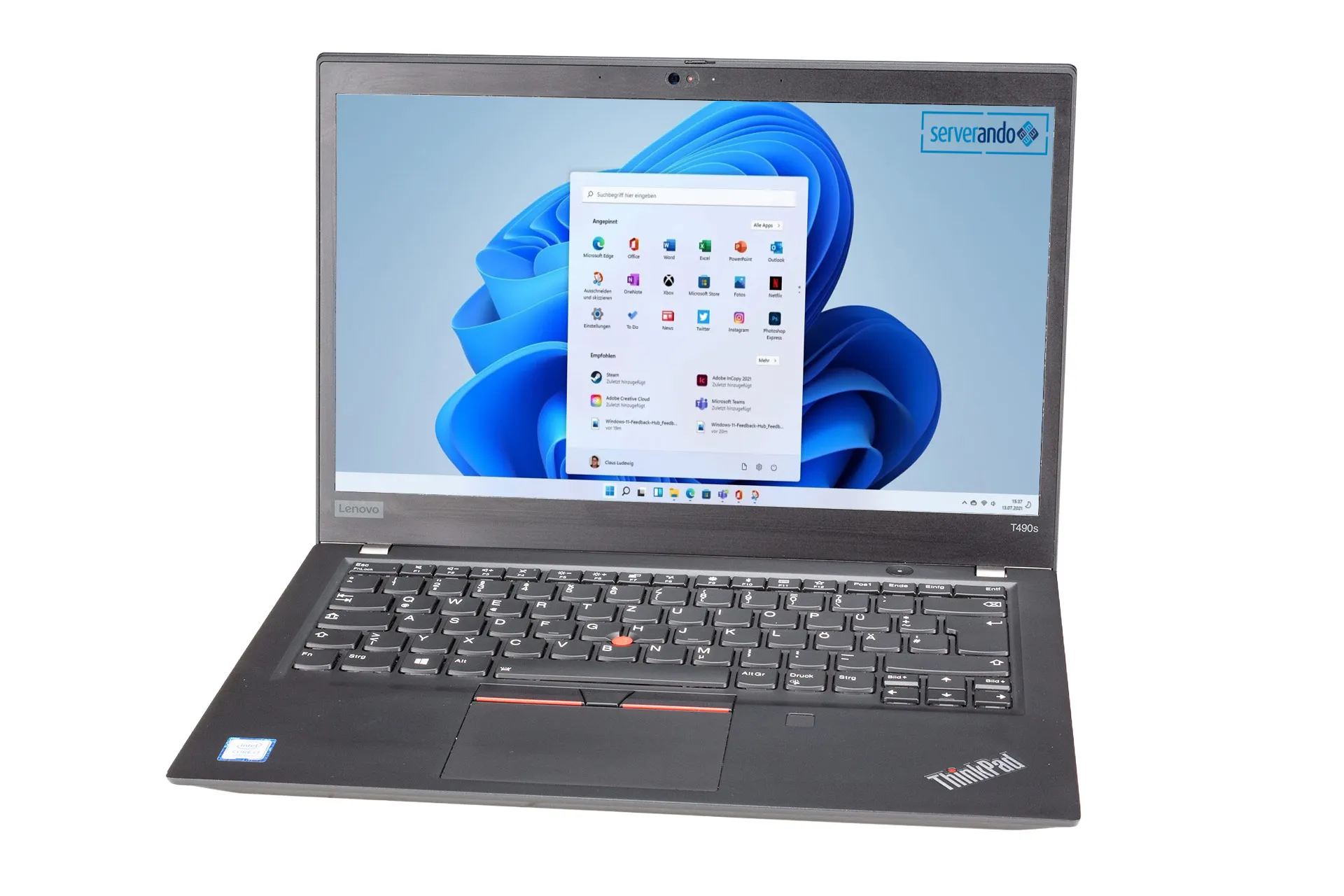 Lenovo ThinkPad T490s, i7-8565U 1.80GHz, 4 Core, 8GB DDR4, 256GB NVMe, 14 Zoll, Win11Pro