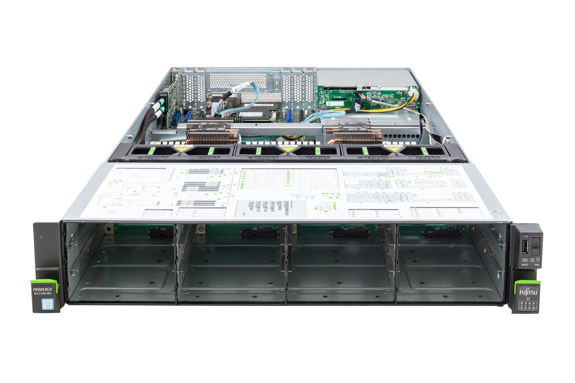 Fujitsu Primergy RX2540 M4 Rack-Server, 2x Gold 6132 2.60GHz, 14-Core, noRAM, 12LFF, EP400i, 4xSFF(SATA)