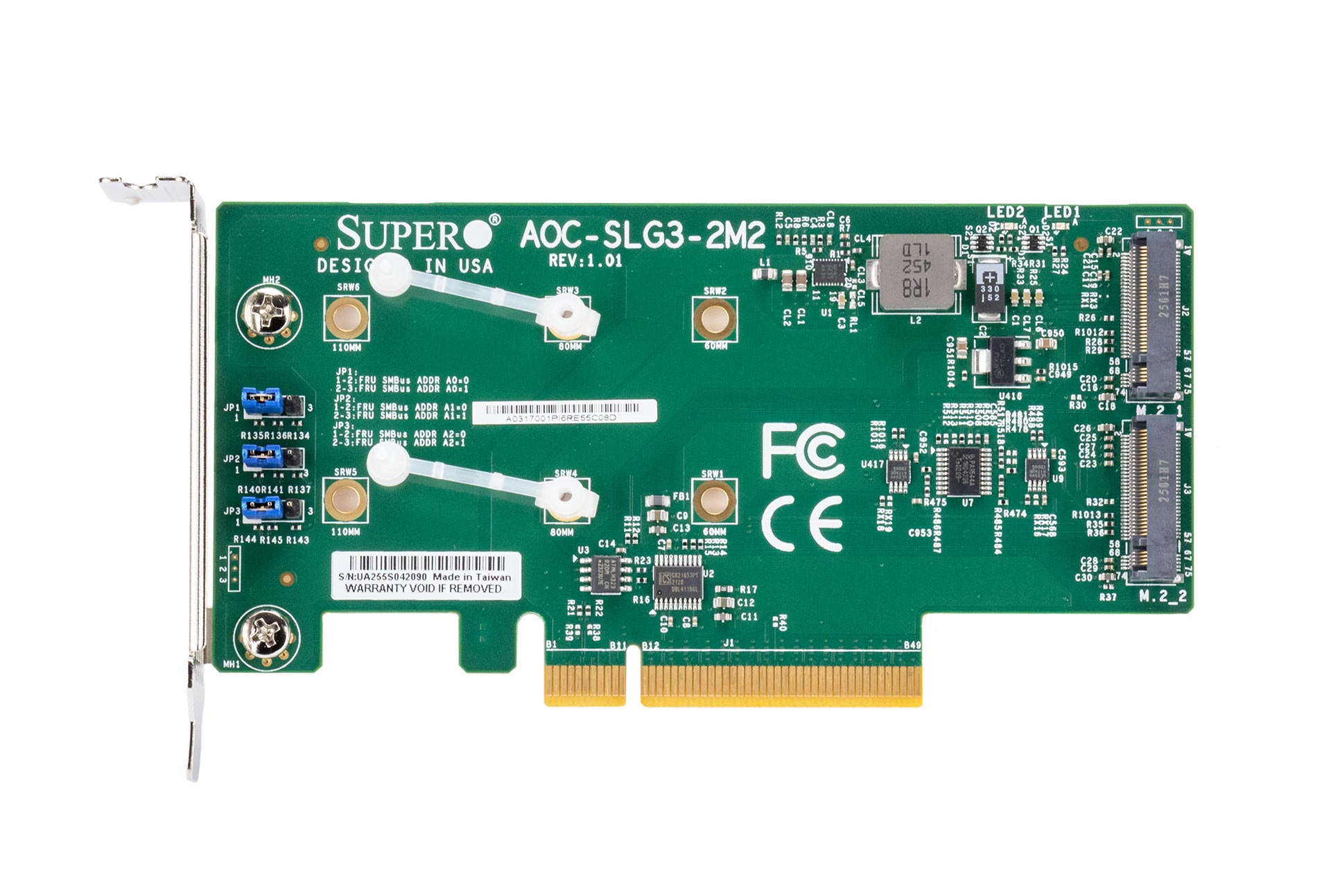 Supermicro PCIe Riser x8 2x M.2 NVMe, High Profile + Low Profile
