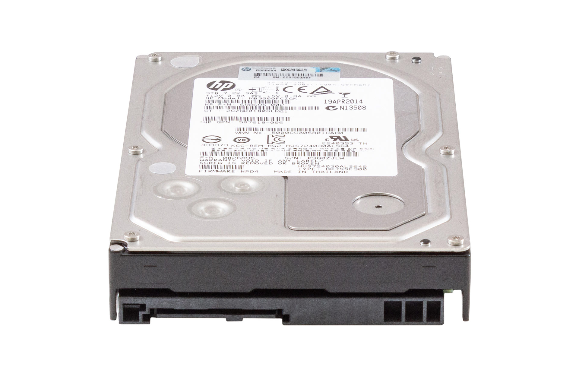 HPE-HDD-3TB-6G-SAS-7.2k-3.5"-LFF-Festplatte-HUS724030ALS640-ohne-Carrier-front