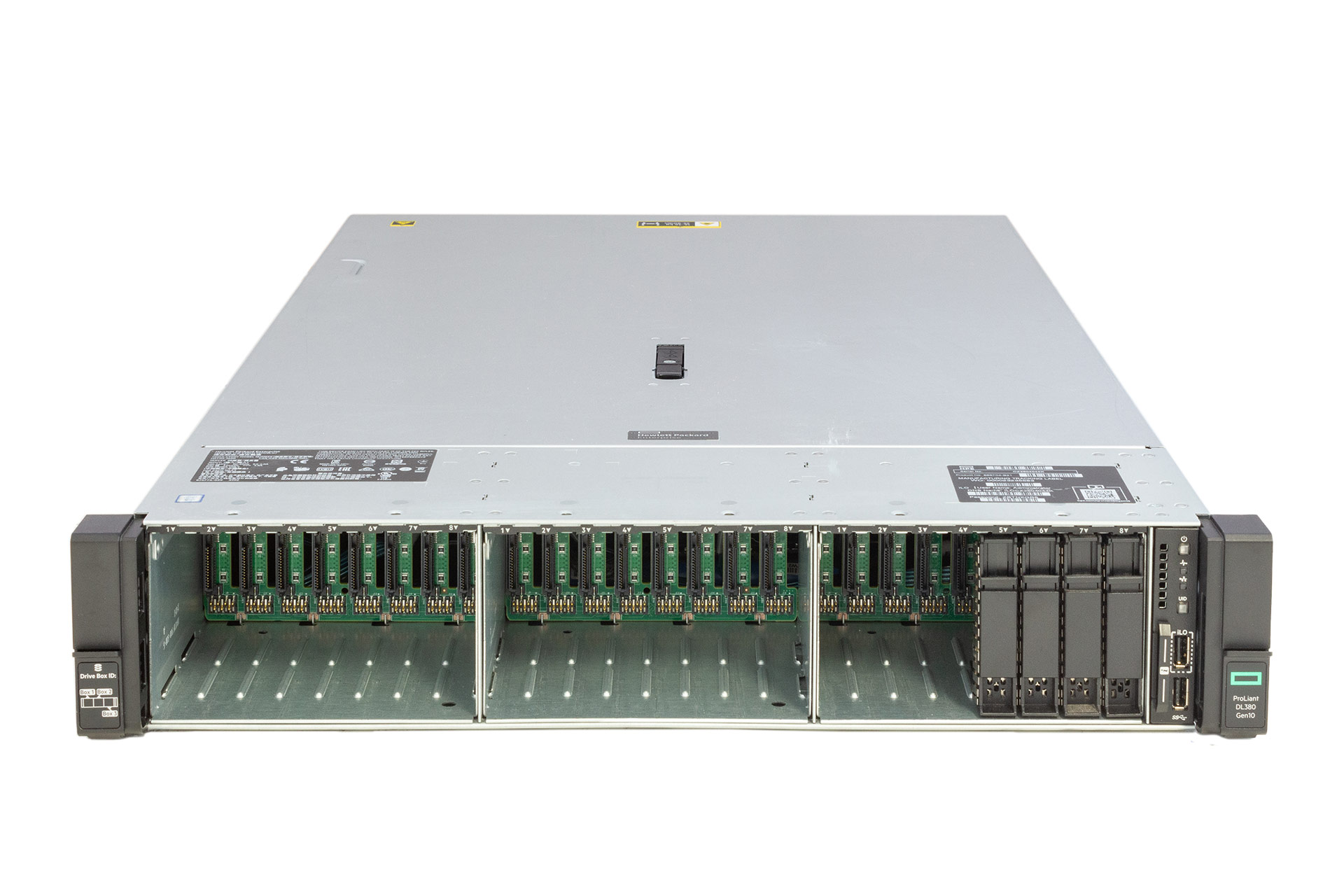 HPE DL380 Gen10, 2x Gold 6126 2.60GHz 12-Core, noRAM, 24xSFF, P408i/2GB/Batt/Exp., 1xCage, 2x800W, front HPE DL380 Gen10, 2x Gold 6126 2.60GHz 12-Core, noRAM, 24xSFF, P408i/2GB/Batt/Exp., 1xCage, 2x800W, front