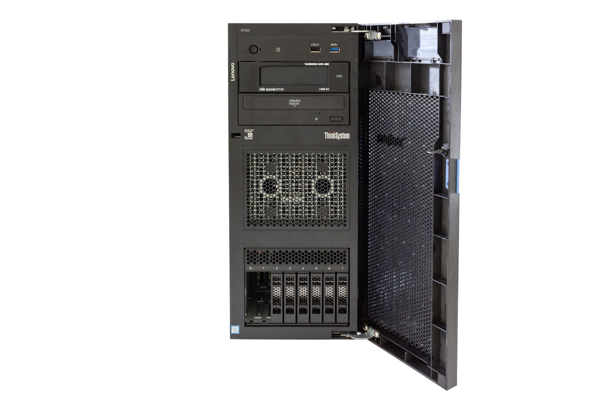 LENOVO ThinkSystem ST250, 1x E-2186G 3.8GHz, 6-Core, 32GB PC4, 8xSFF, 530-8i, Tandb.RDX, 2x550W