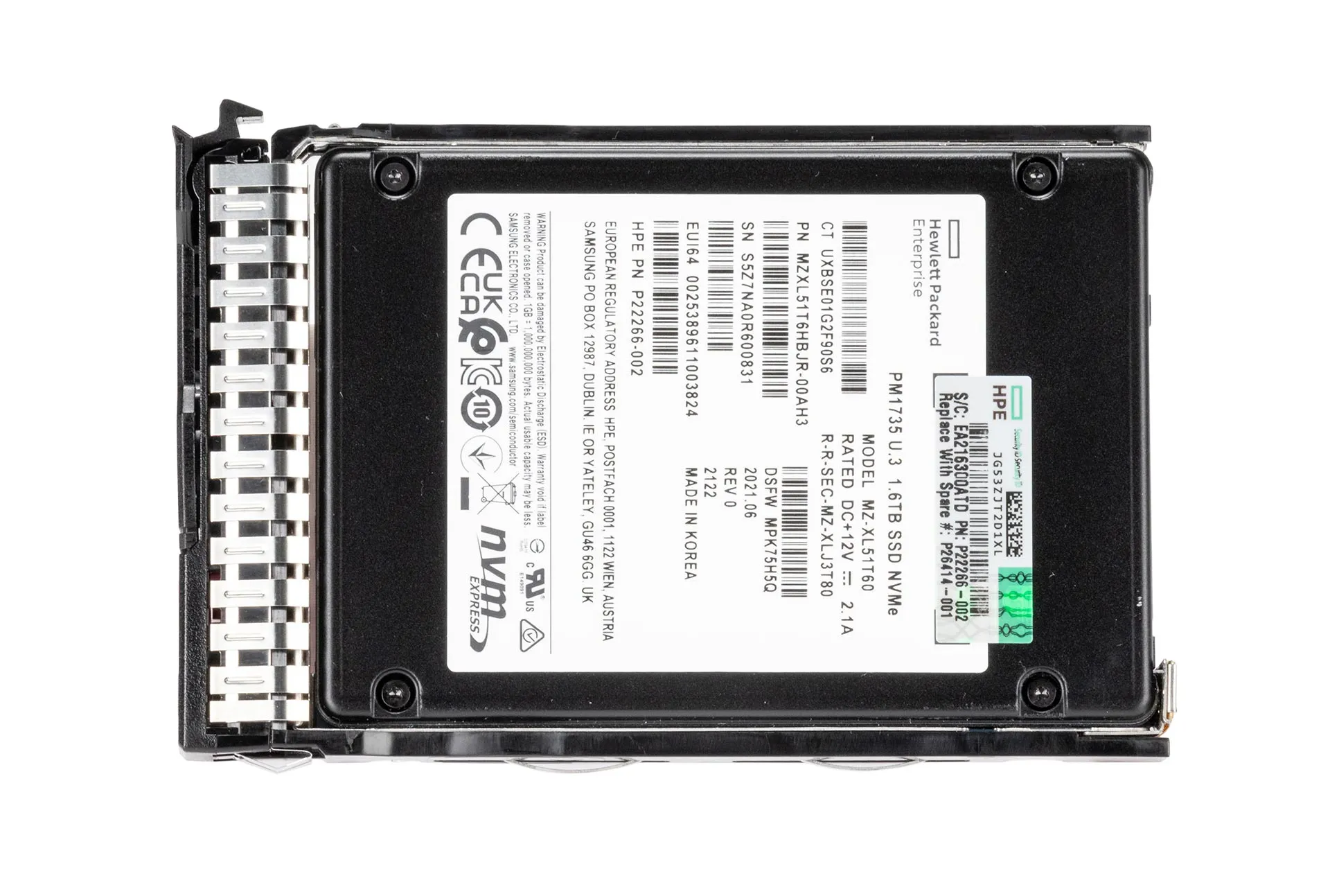 HPE 1.6TB U.3 NVMe 4.0 SSD, 2.5 Zoll SFF Festplatte für Server, MU HPE 1.6TB U.3 NVMe 4.0 SSD, 2.5 Zoll SFF Festplatte für Server, MU