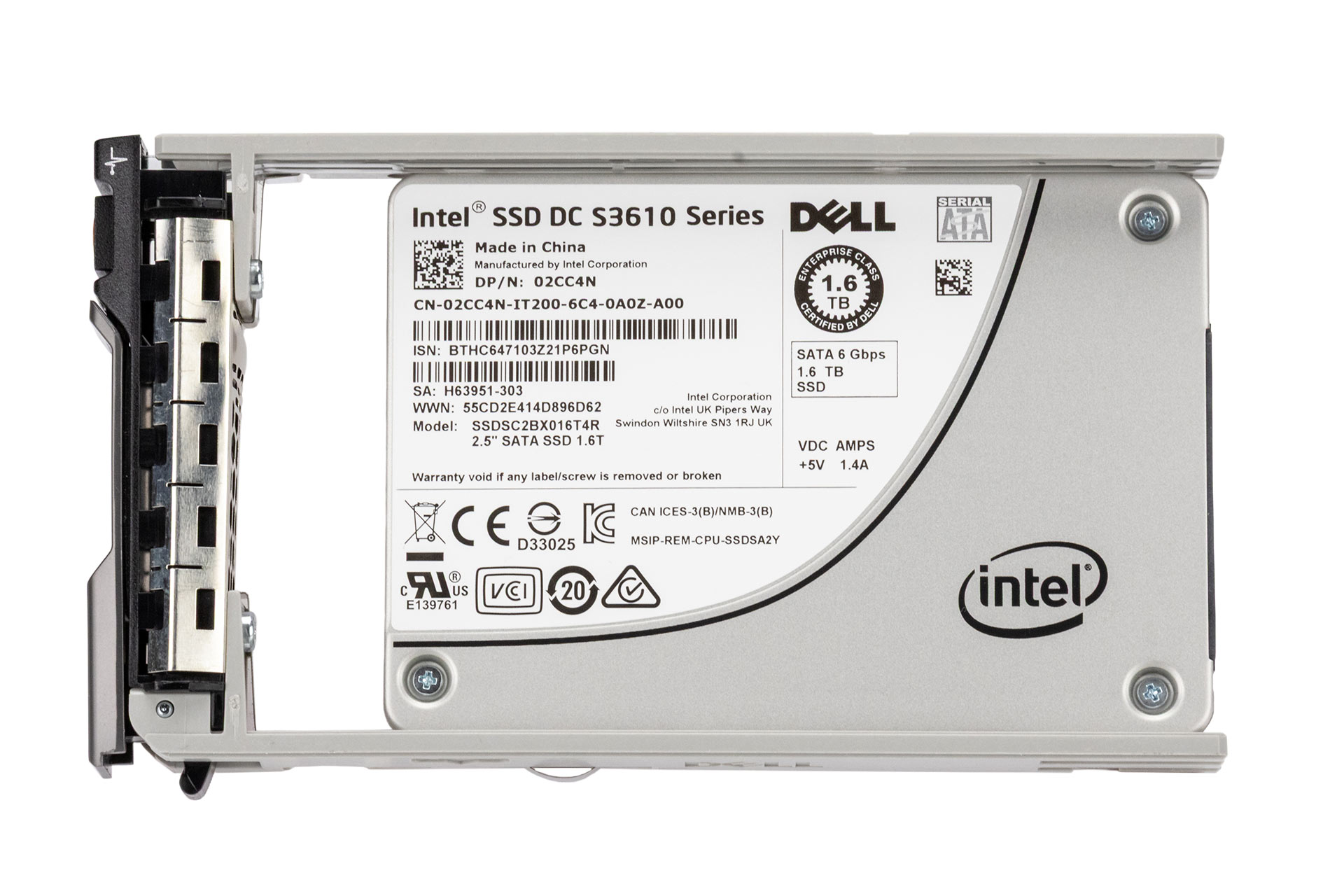 Dell 1.6TB 6G SATA SSD, 2.5 Zoll SFF Festplatte für Server