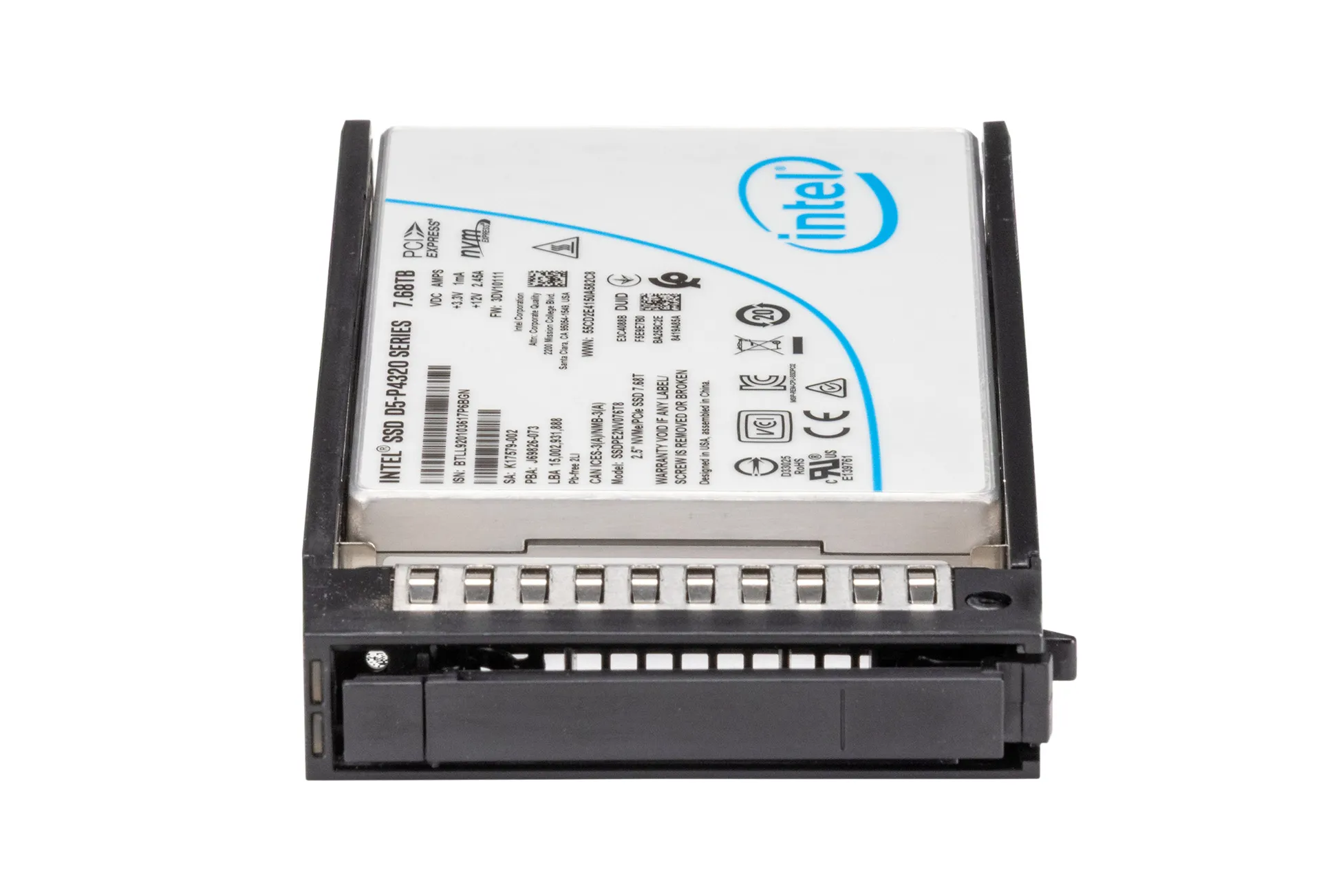 Intel 7.68TB PCIe 3.1 U2 NVMe SSD, 2.5 Zoll SFF Festplatte für Server, D5-P4320 Series, inkl. Intel Rahmen Intel 7.68TB PCIe 3.1 U2 NVMe SSD, 2.5 Zoll SFF Festplatte für Server, D5-P4320 Series, inkl. Intel Rahmen