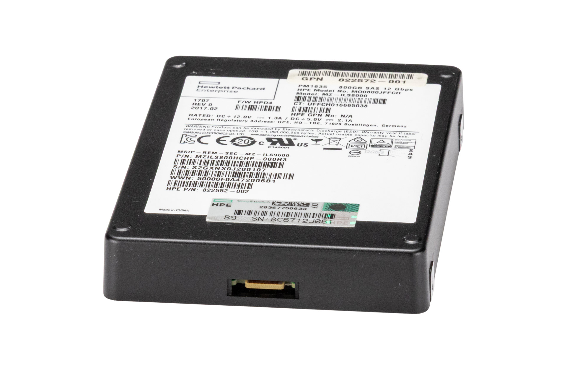 HPE 800GB 12G SAS SSD, 2.5 Zoll SFF Festplatte für Server, MU