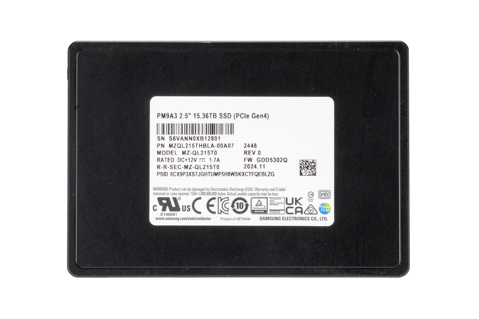 Samsung 15.36TB PCIe 4.0 U2 NVMe SSD, 2.5 Zoll SFF Festplatte für Server