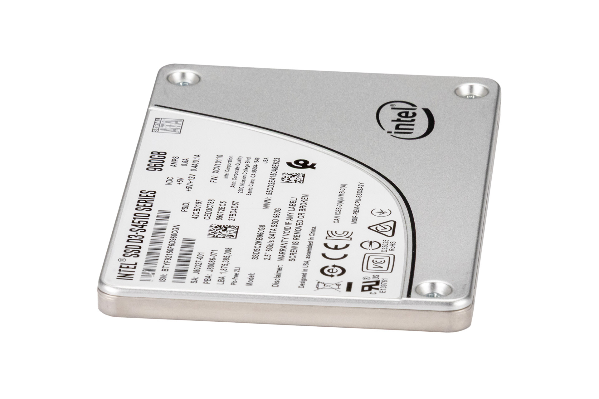 Intel 960GB 6G SATA SSD, 2.5 Zoll SFF Festplatte für Server, D3-S4510 Series