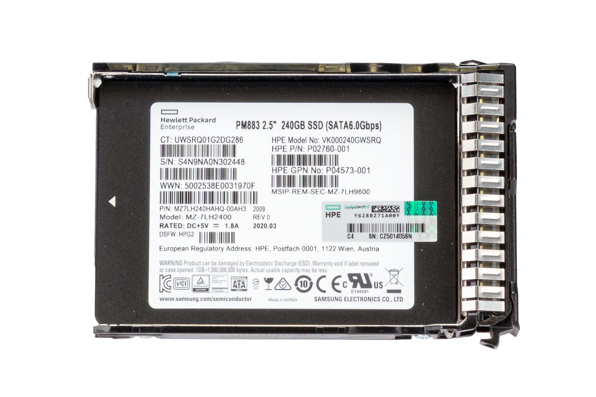 HPE 960GB 6G SATA SSD, 2.5 Zoll SFF Festplatte für Server