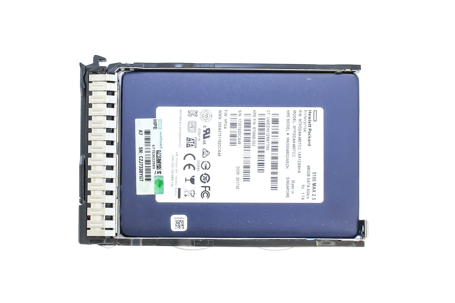 HPE SSD 480GB 6G SATA 2.5" SFF Solid State Disk SC MU DS