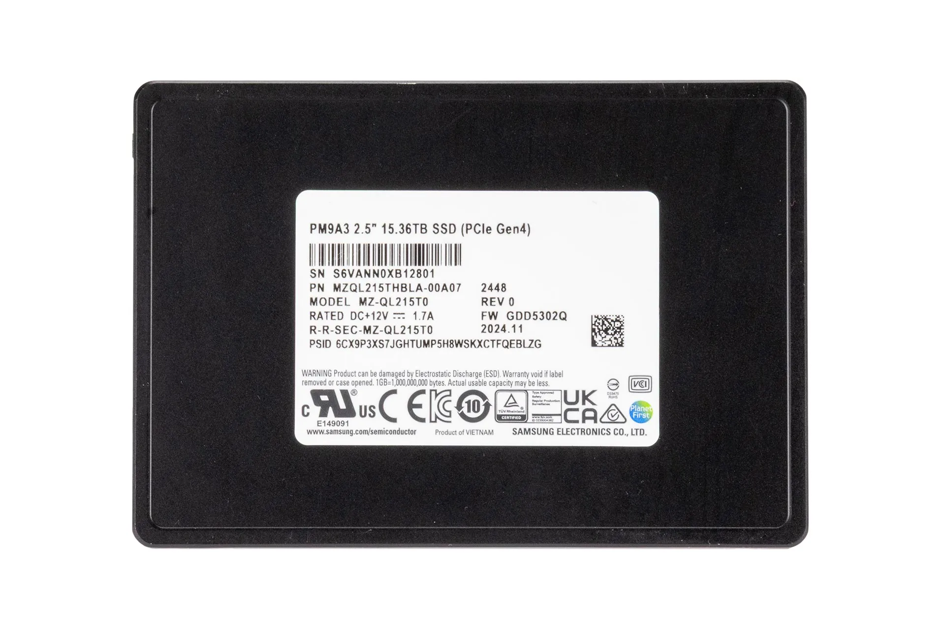 Samsung 15.36TB PCIe 4.0 U2 NVMe SSD, 2.5 Zoll SFF Festplatte für Server