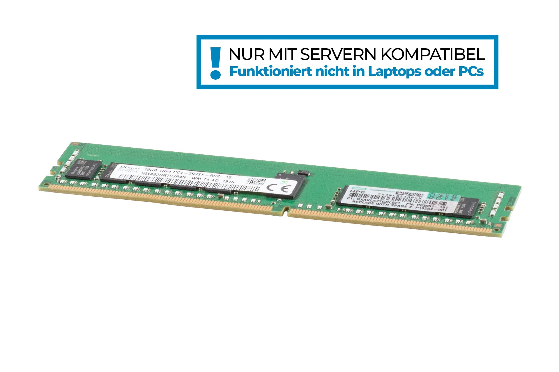HPE 16GB DDR4 RAM 1RX4 PC4-2933Y-R regECC
