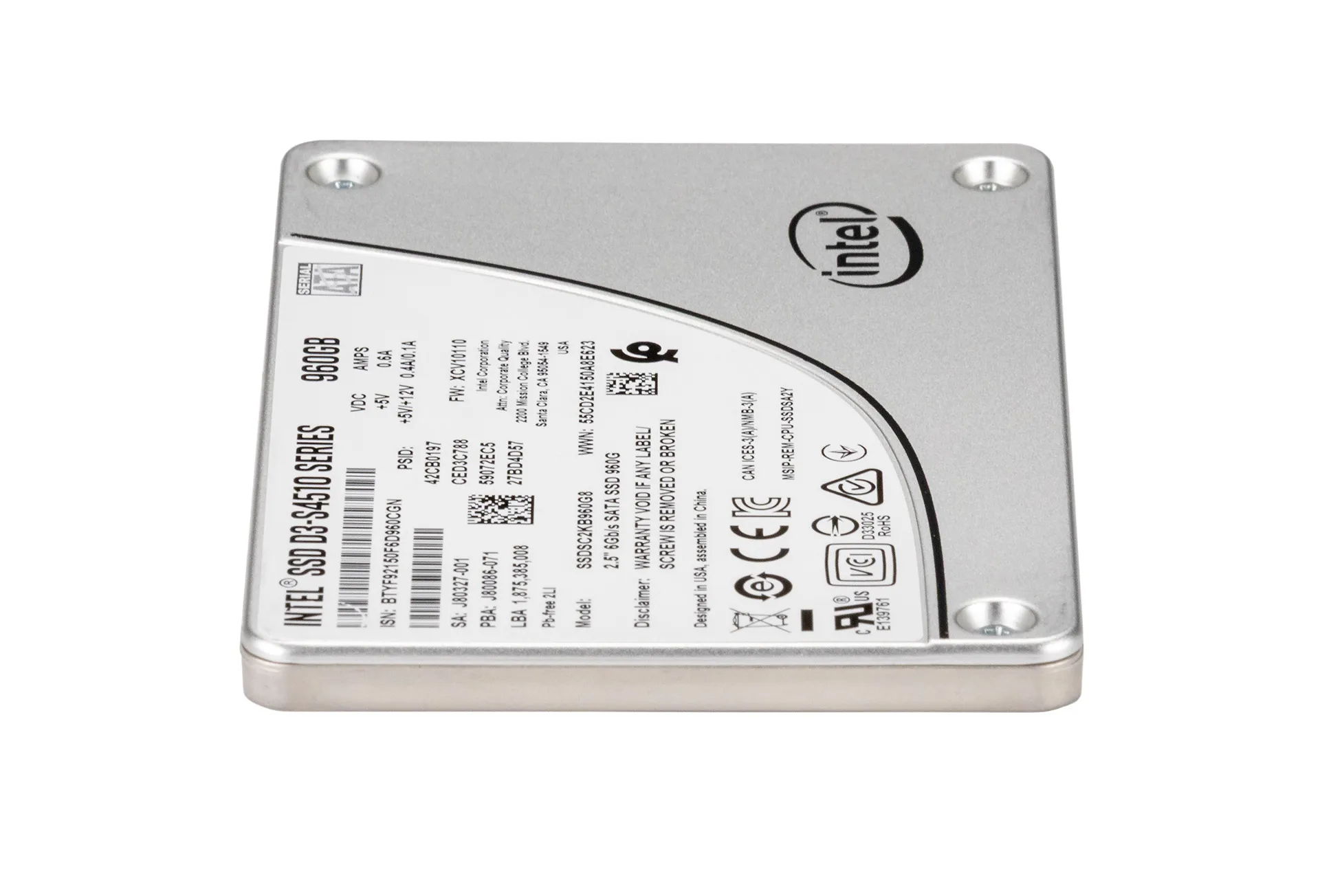 Intel 960GB 6G SATA SSD, 2.5 Zoll SFF Festplatte für Server, D3-S4510 Series