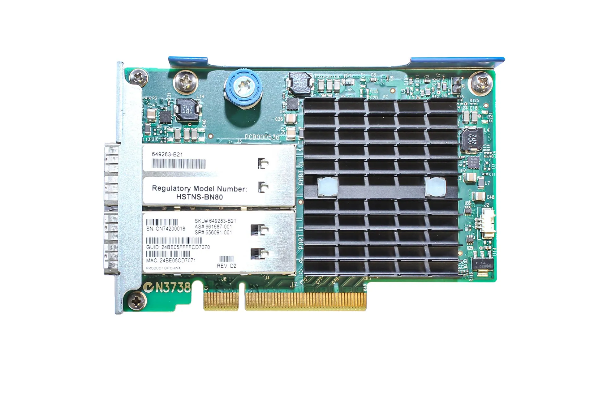 HP NIC 544FLR FlexLOM, Infiniband QDR, 10GbE, Dual Port, QSFP, 661687-001