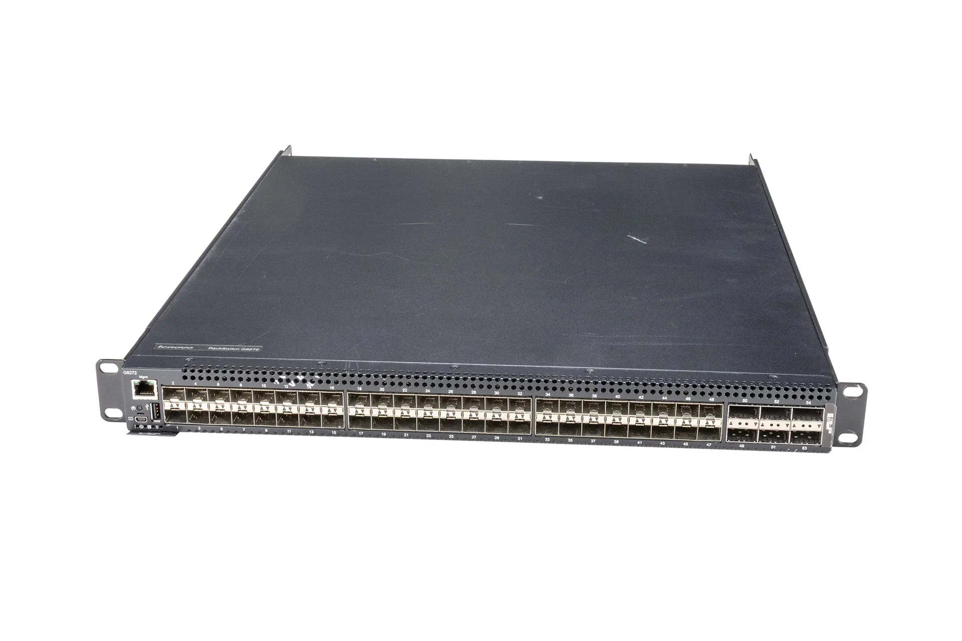 Lenovo G8272 Switch, 48x 10GbE SFP+, 6x 40GbE QSFP+ Lenovo G8272 Switch, 48x 10GbE SFP+, 6x 40GbE QSFP+