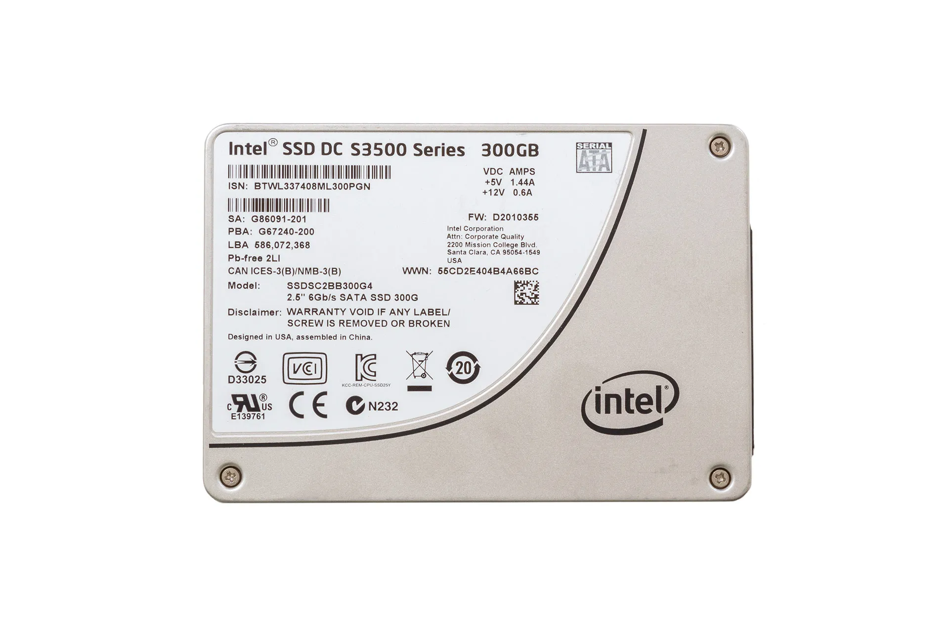 INTEL SSD 300GB 6G SATA 2.5" S3500 Series Festplatte