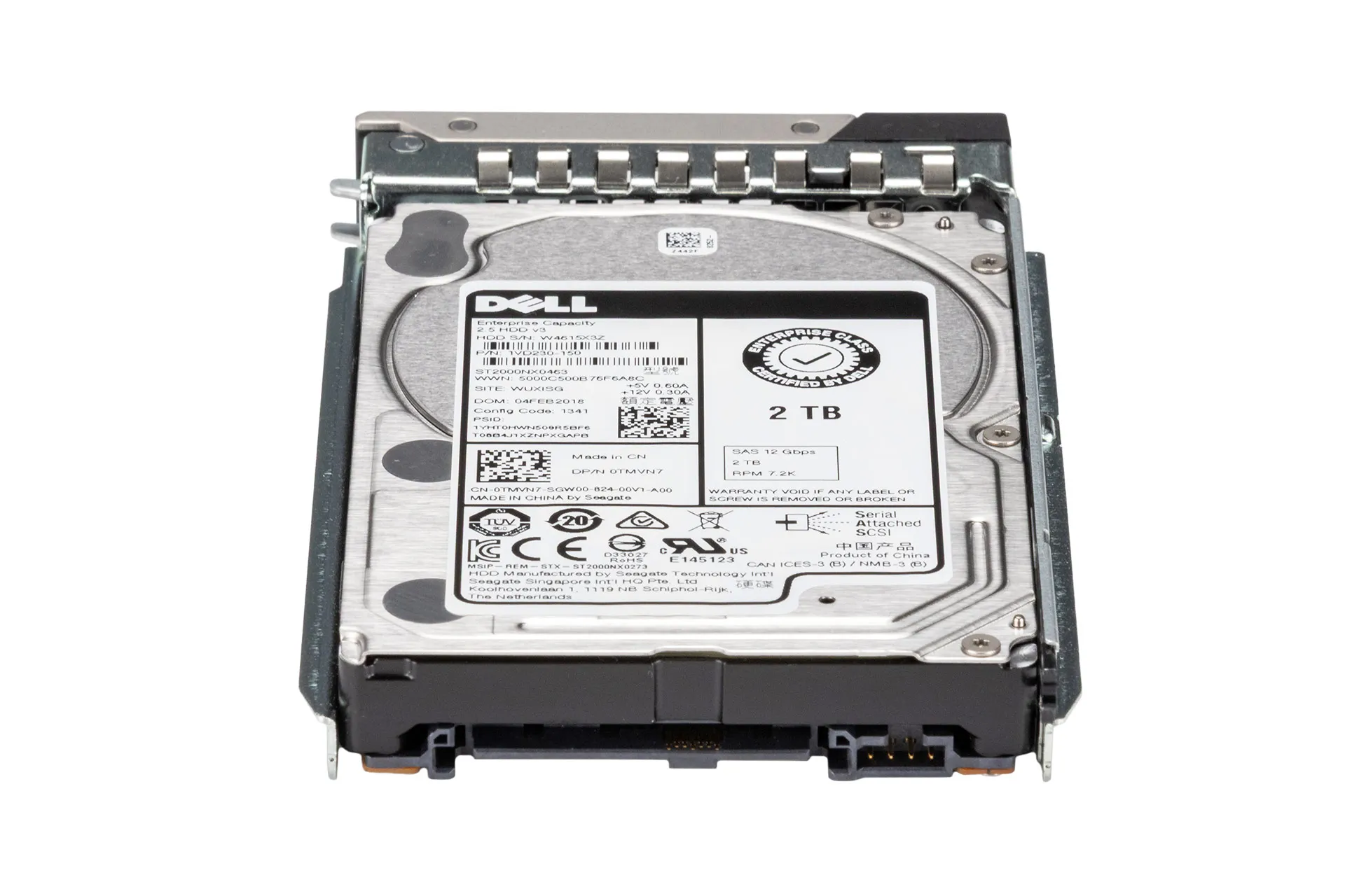 Dell 2TB 12G SAS HDD 7.2k, 2.5 Zoll SFF Festplatte für Server, inkl. Rahmen 0DXD9H