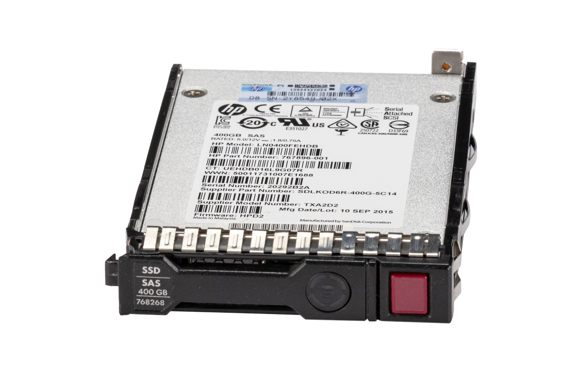 HPE 400GB 6G SAS SSD, 2.5 Zoll SFF Festplatte für Server, SC