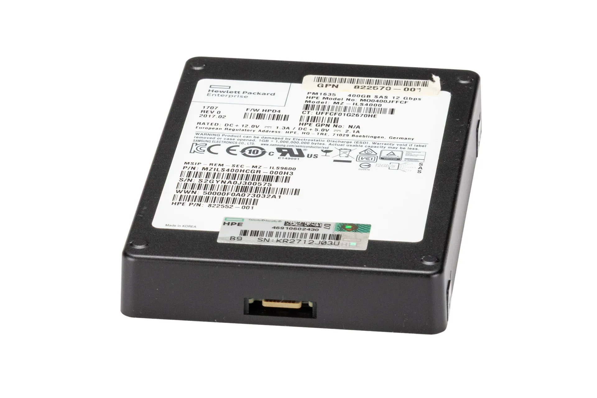 HPE 400GB 12G SAS SSD, 2.5 Zoll SFF Festplatte für Server, MU