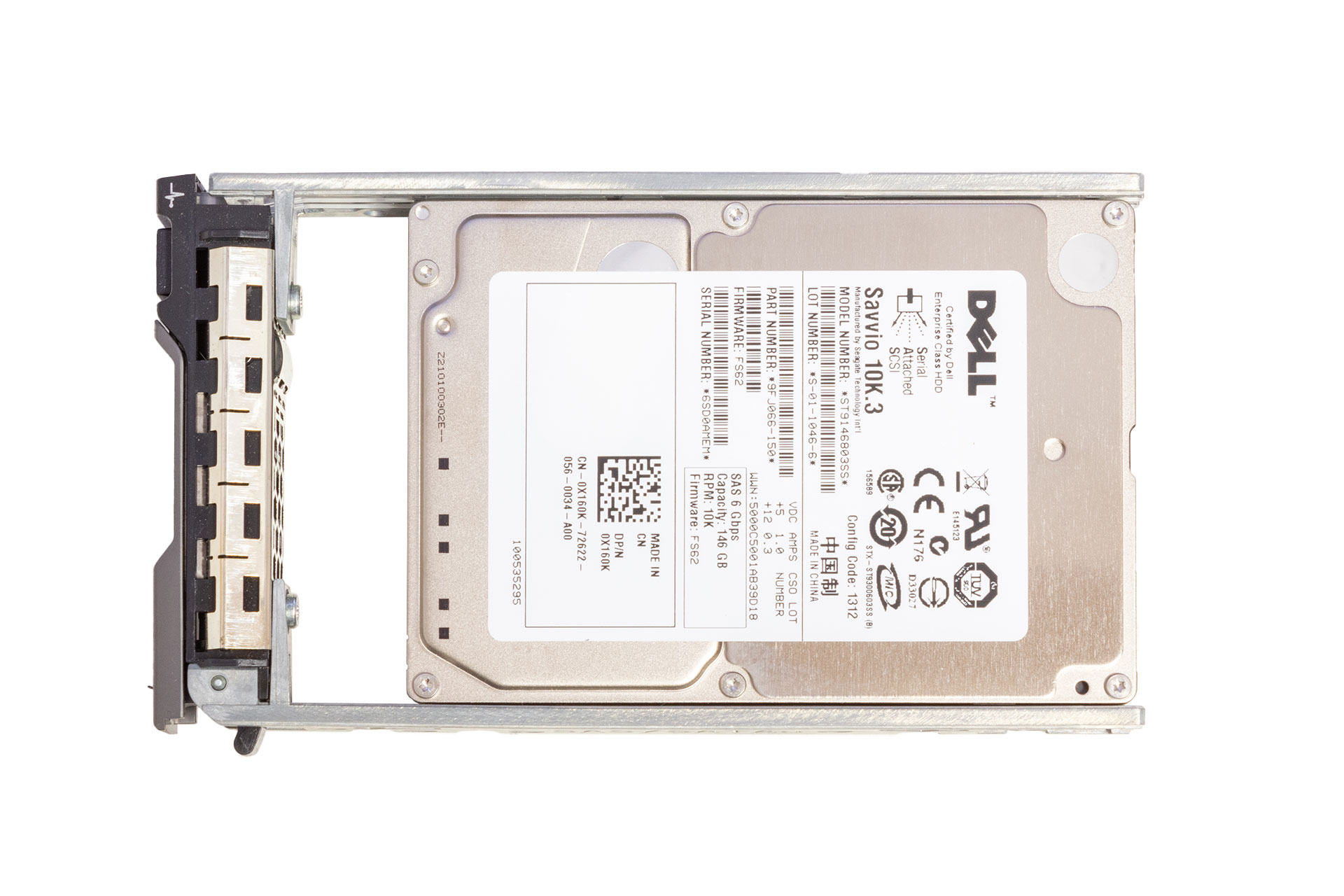 0X160K DELL HDD 146GB 6G SAS 10k 2.5", ST914803SS, top