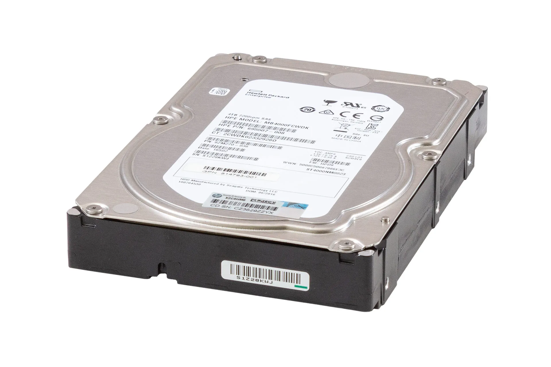 HPE HDD 4TB 6G SAS 7.2k 3.5" LFF Festplatte, ST4000NM0023, ohne Carrier