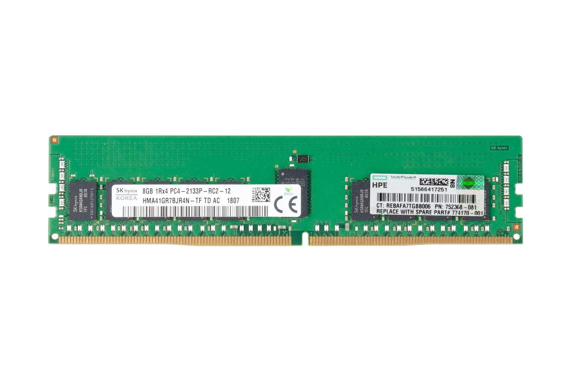 HPE 8GB DDR4 RAM 1Rx4 PC4-2133 regECC, 774170-001 HPE 8GB DDR4 RAM 1Rx4 PC4-2133 regECC, 774170-001