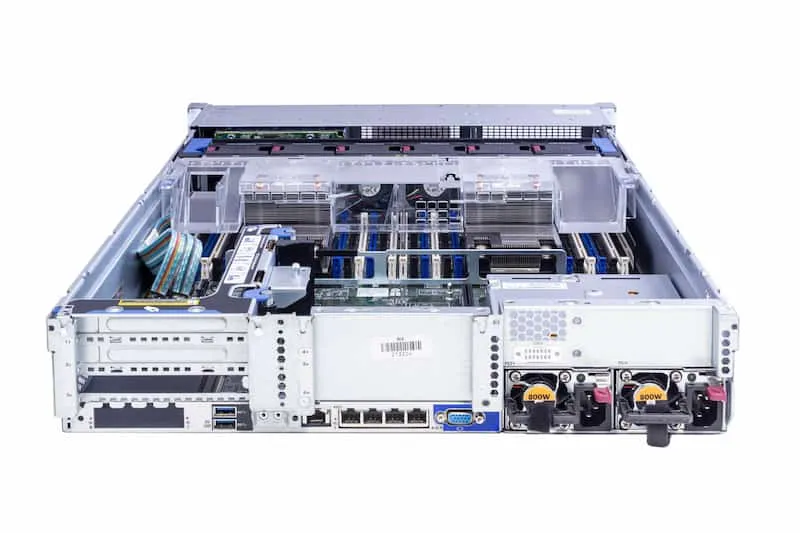 HPE ProLiant DL380 Gen9 Rack Server, 1x E5-2620v4 2.10GHz, 8-Core, noRAM, 8x SFF, P440ar/2GB, 1x PCI-Cage 719064-B21 back open