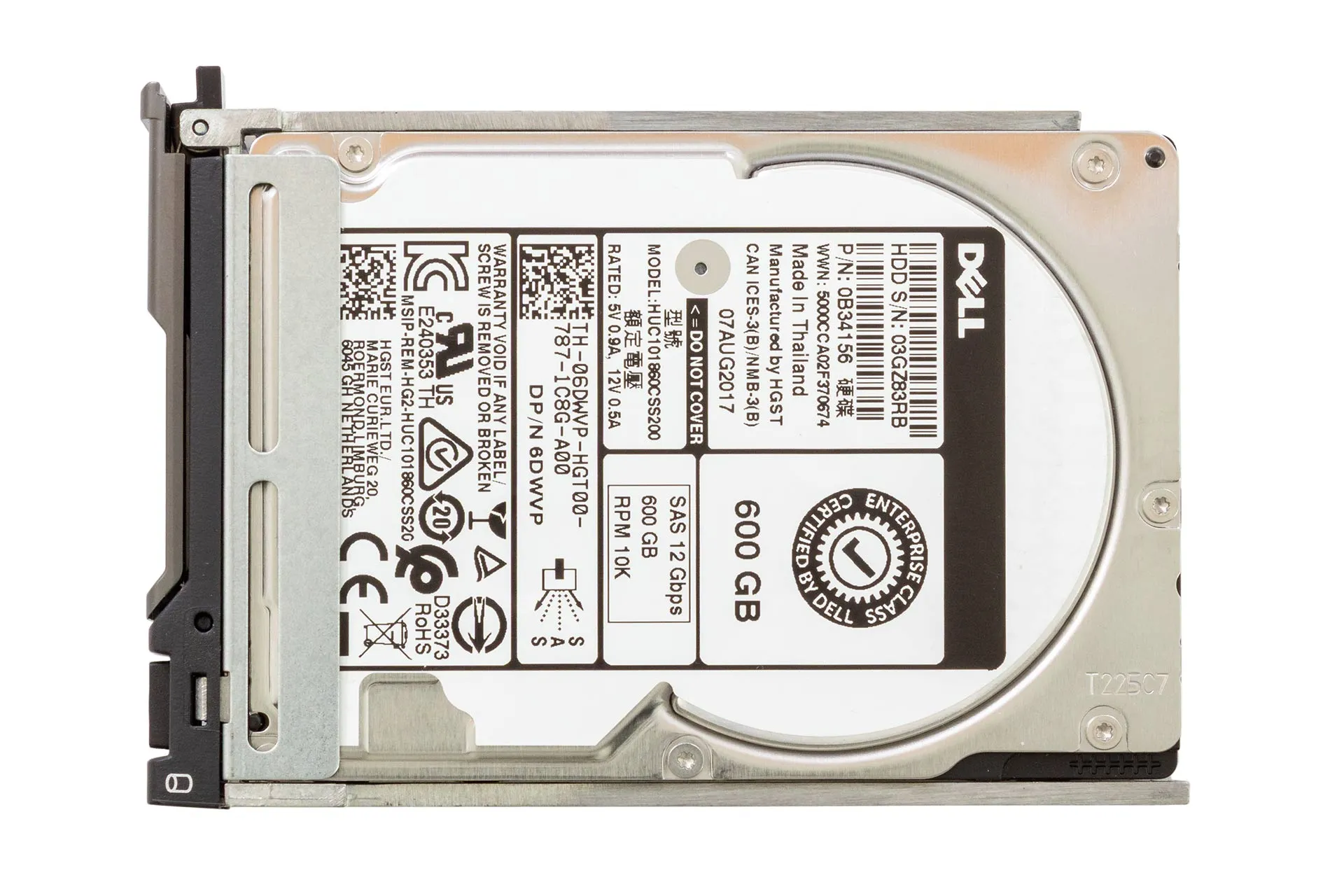 DELL HDD 600GB 12G SAS 10k 2.5" SFF Festplatte, inkl. Carrier 0NR7Y(M5xx/M6xx)