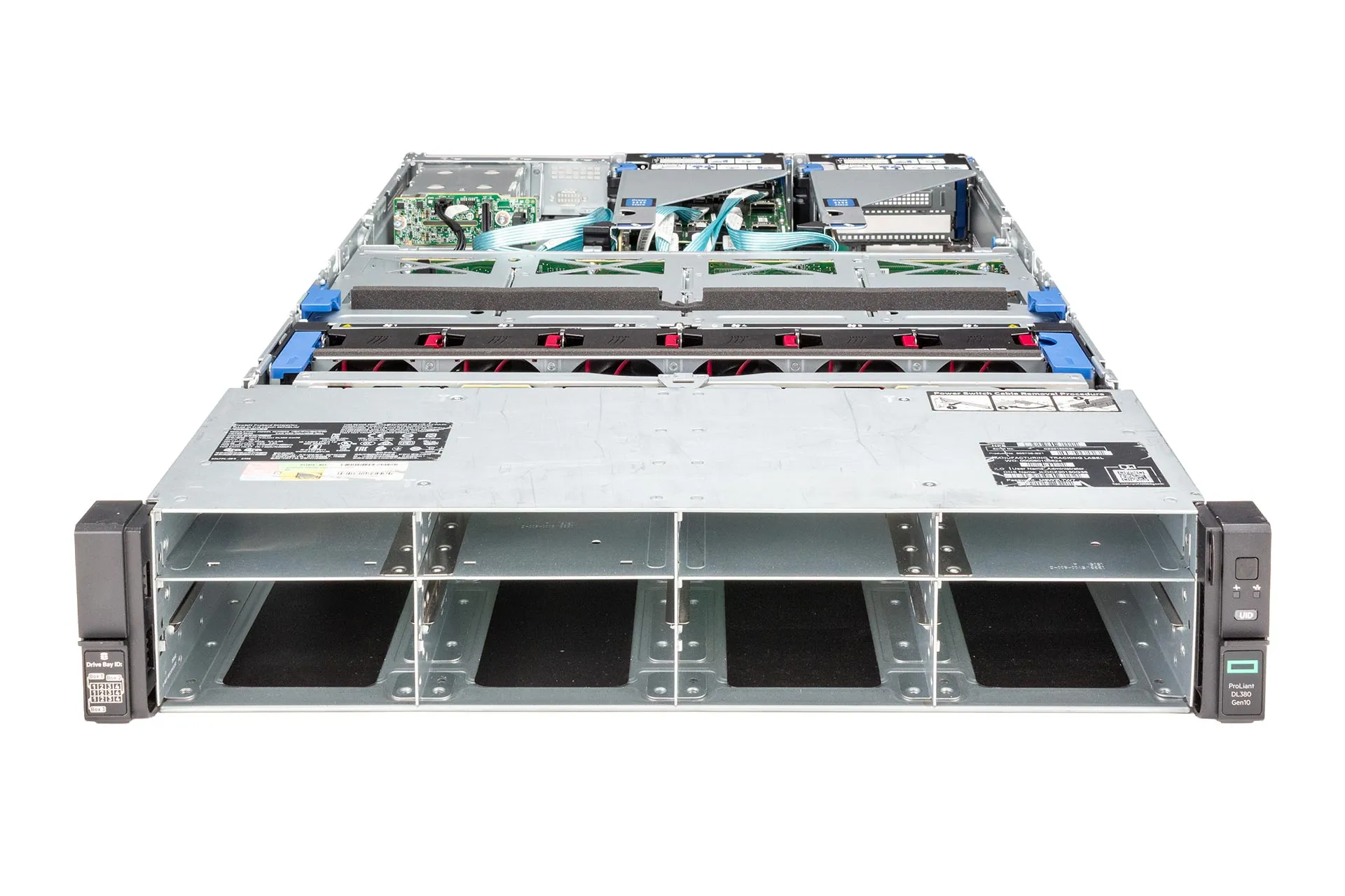 HPE ProLiant DL380 Gen10 Rack Server, 2x Silver 4210R 2.4GHz, 10-Core, 32GB RAM, 16x LFF + 2x SFF, P816i/4G 868705-B21 2xGold5215 front open