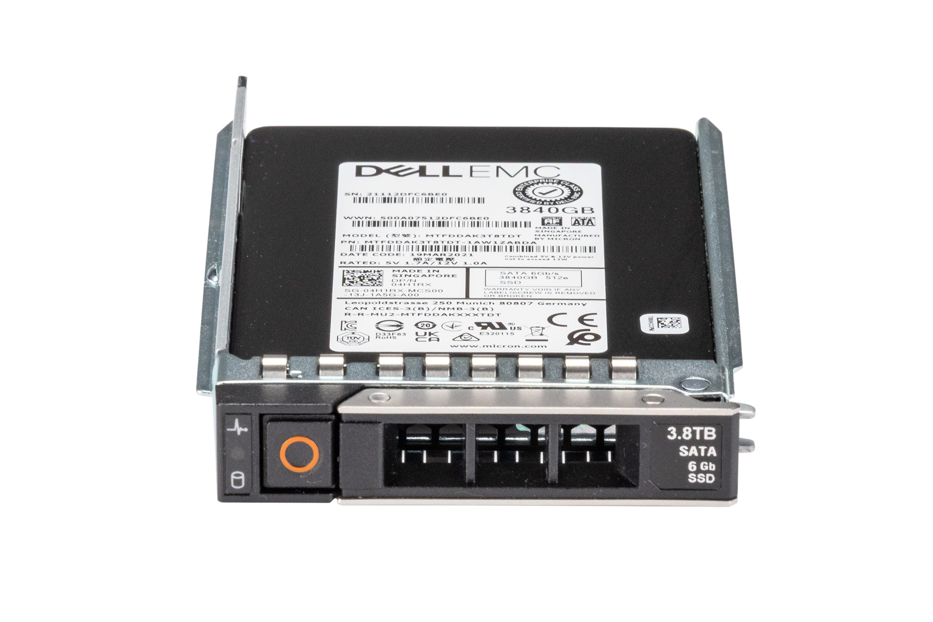 Dell 3.8TB 6G SATA SSD, 2.5 Zoll SFF Festplatte für Server, 512e, inkl. Rahmen 0DXD9H
