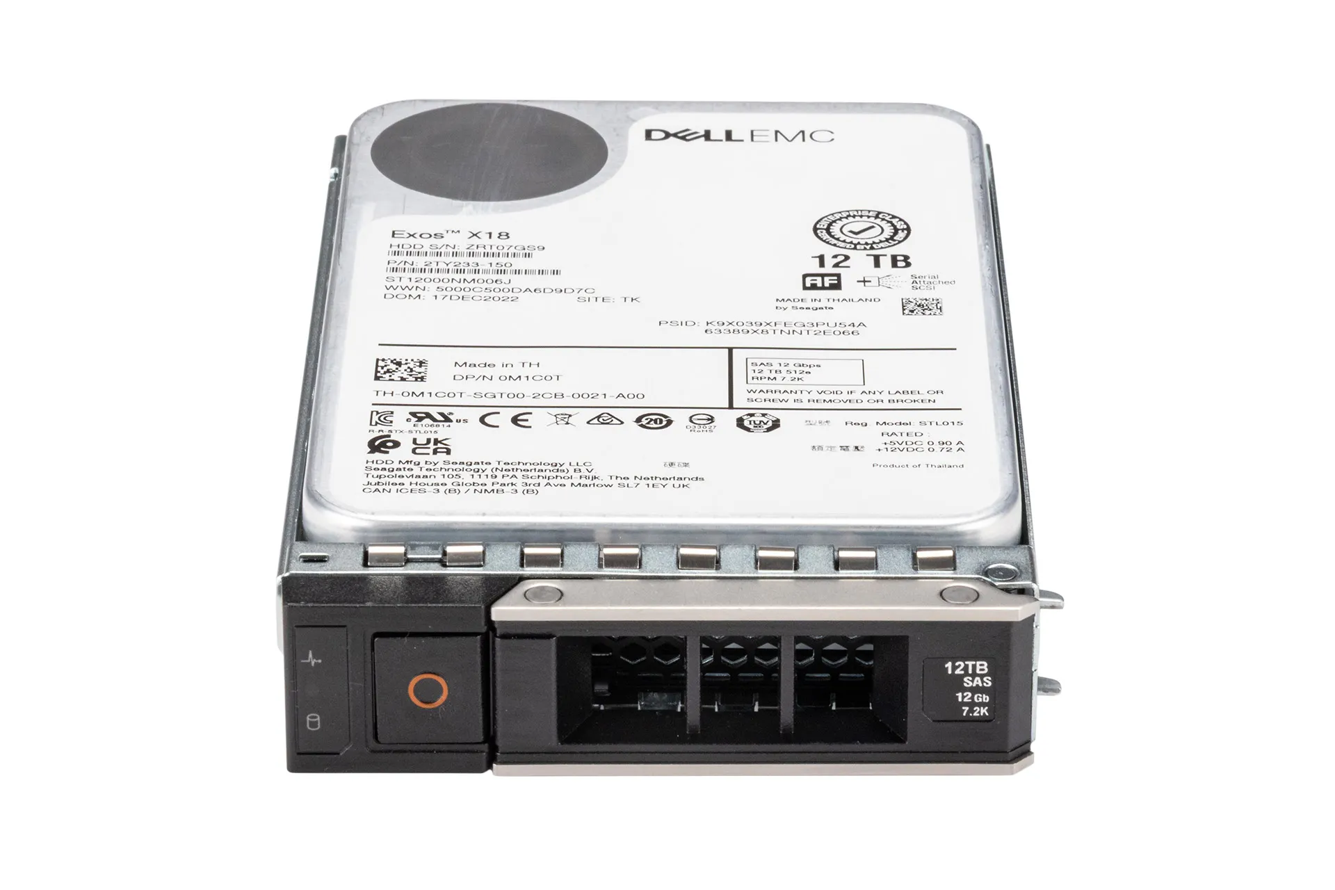 Dell 12TB 12G SAS HDD 7.5k, 3.5 Zoll LFF Festplatte für Server, 512e, inkl. Tray WH5D2