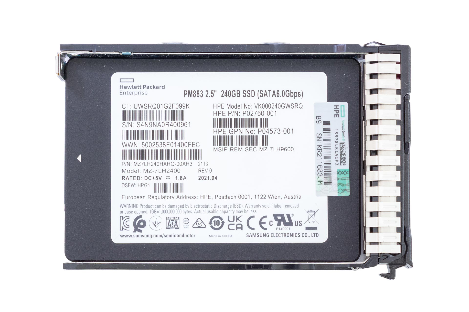 HPE SSD 240GB 6G SATA 2.5" RI SC HPE SSD 240GB 6G SATA 2.5" RI SC