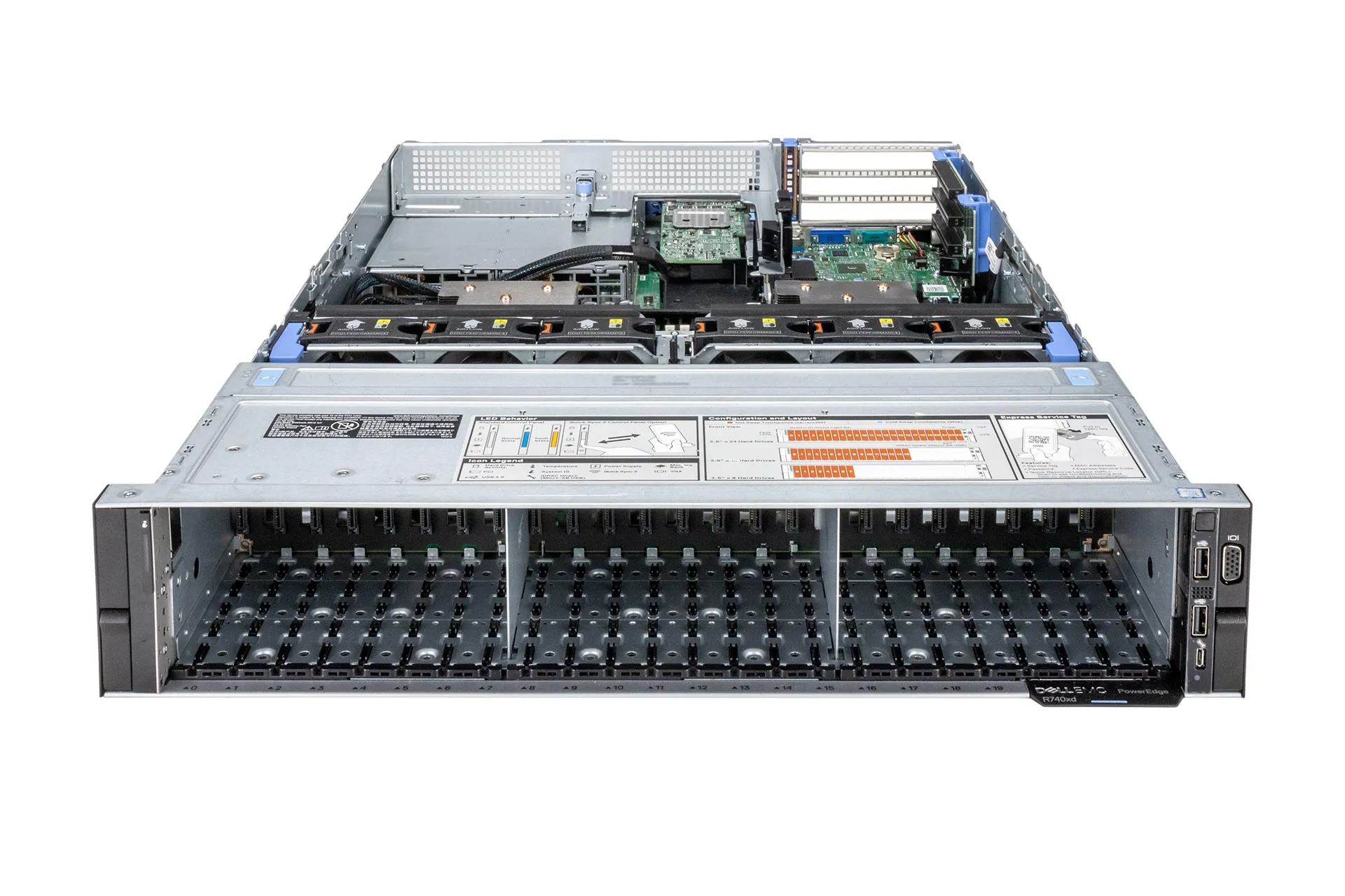 Dell PowerEdge R740xd Rack Server, 2x Silver 4215R 3.20GHz, 8-Core, 24x SFF, Riser, PERC H740P