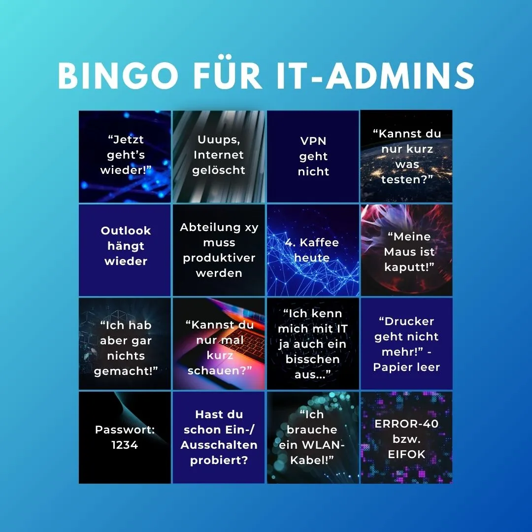 Bingo für IT-Admins in deutsch Bingo für IT-Admins in deutsch