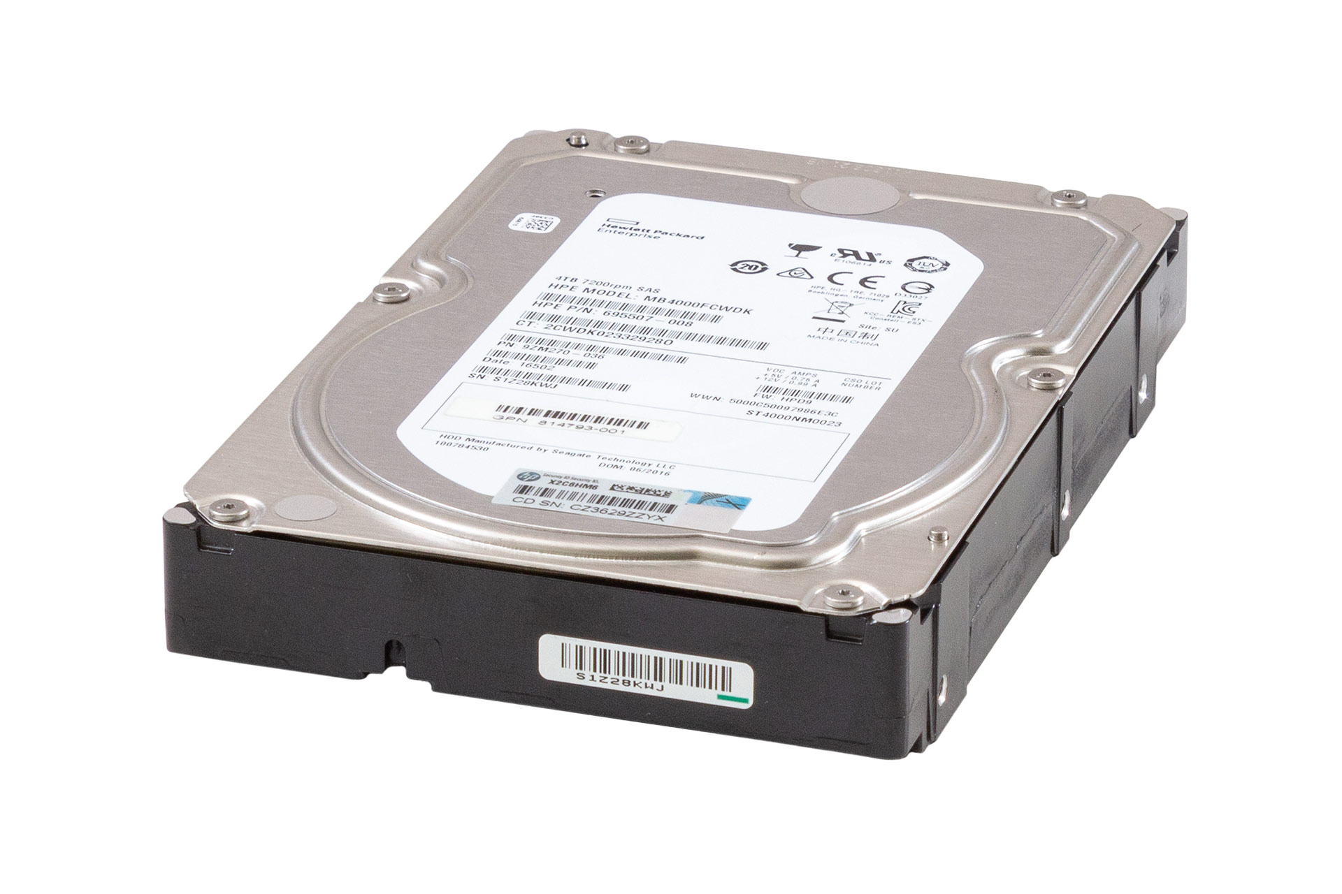 HPE HDD 4TB 6G SAS 7.2k 3.5" LFF Festplatte, ST4000NM0023, ohne Carrier