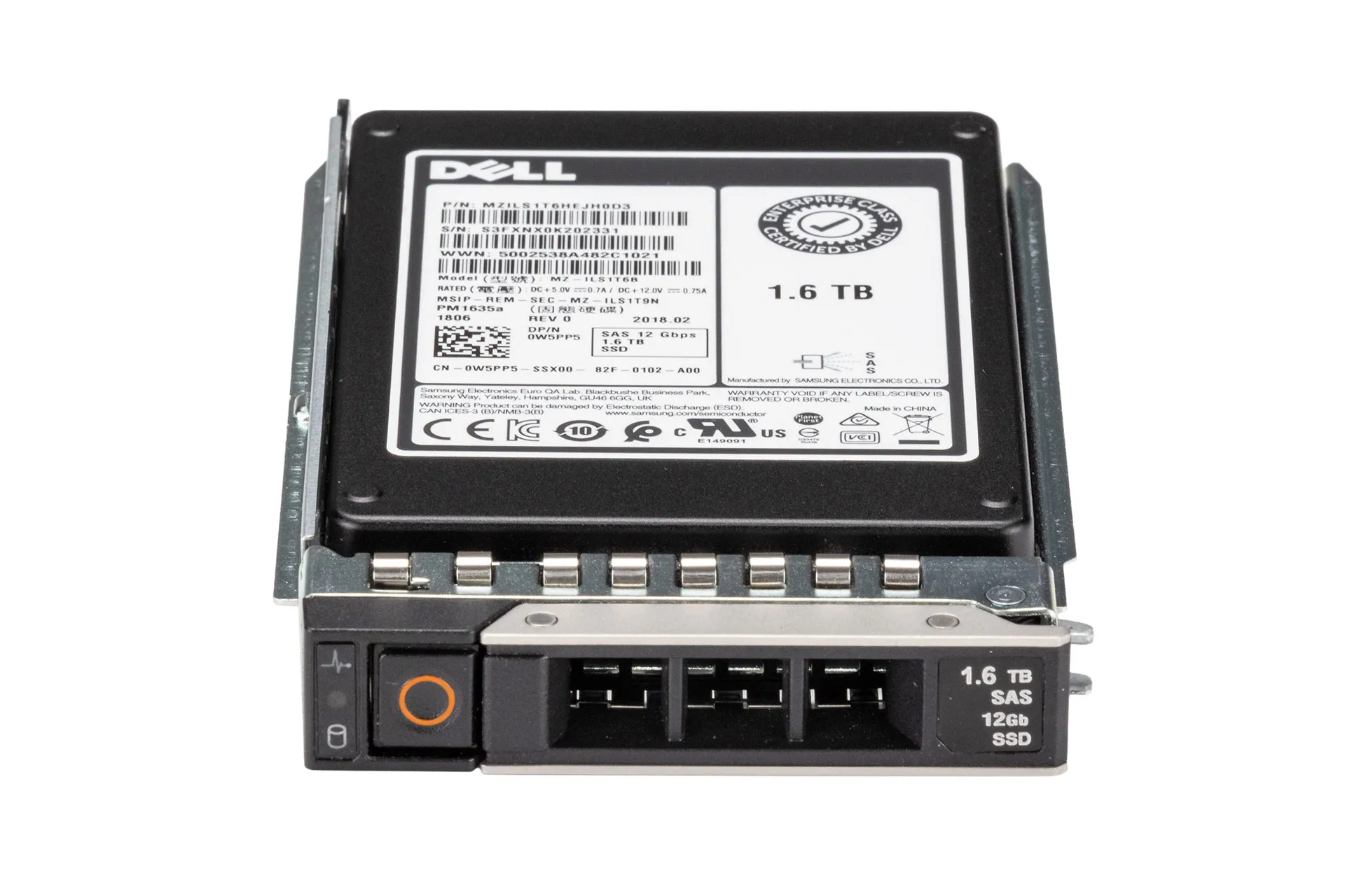 Dell 1.6TB 12G SAS SSD, 2.5 Zoll SFF Festplatte für Server, inkl. Rahmen 0DXD9H Dell 1.6TB 12G SAS SSD, 2.5 Zoll SFF Festplatte für Server, inkl. Rahmen 0DXD9H