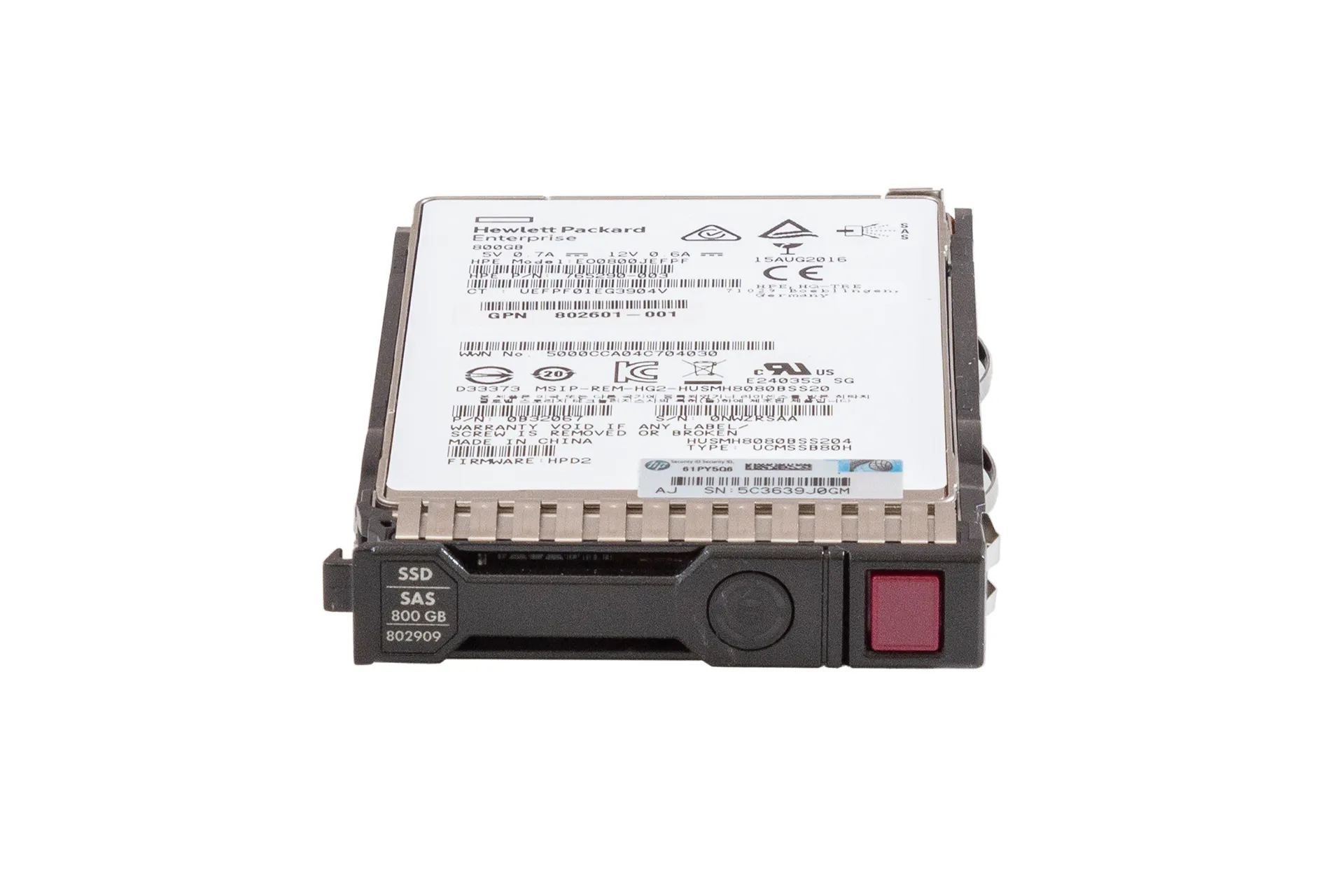 HPE SSD 800GB 12G SAS 2.5" WI SC
