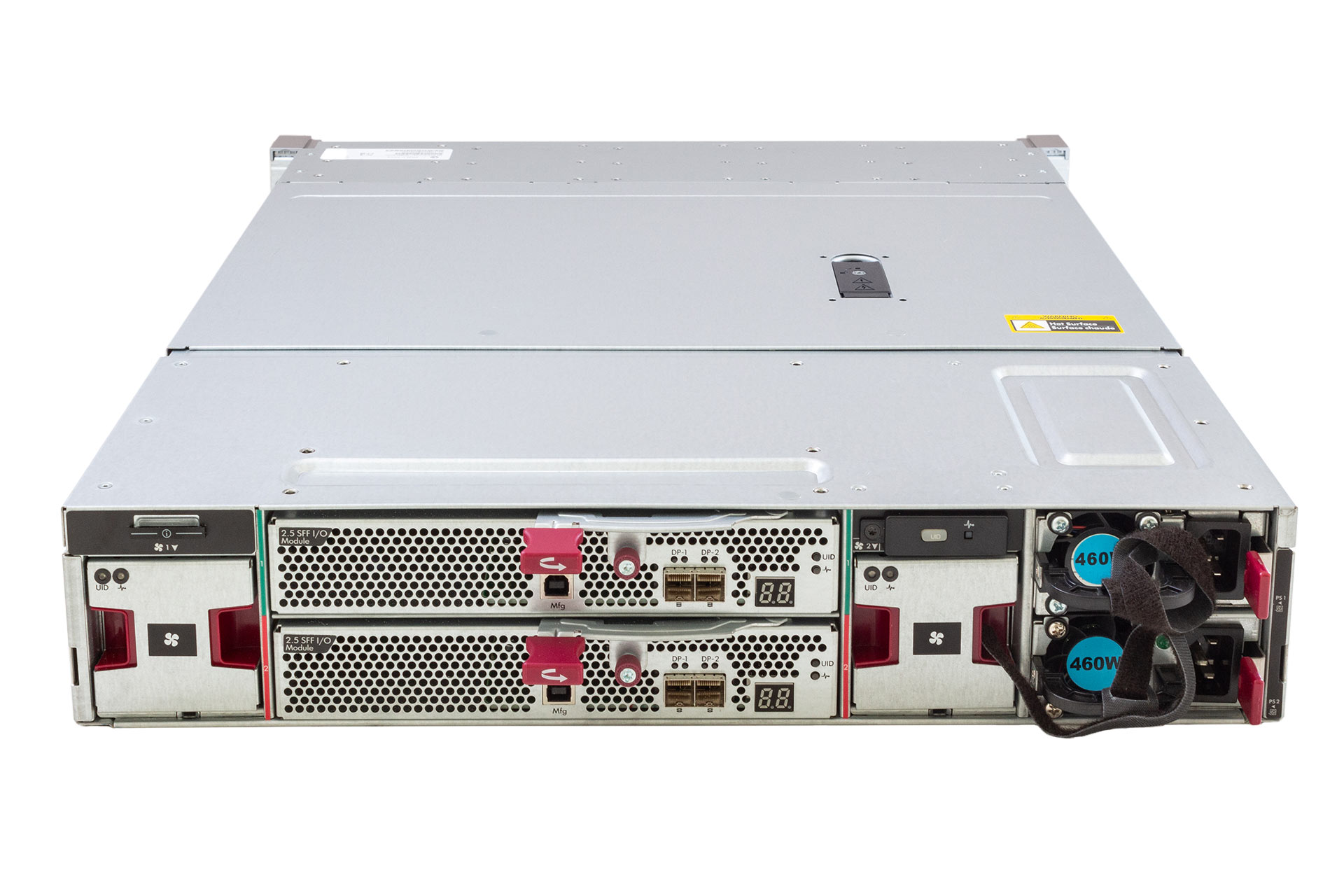 HPE D3700 Disk Enclosure, 25xSFF, 2x IO-Module 12G SAS DP, 2x 460W, back HPE D3700 Disk Enclosure, 25xSFF, 2x IO-Module 12G SAS DP, 2x 460W, back