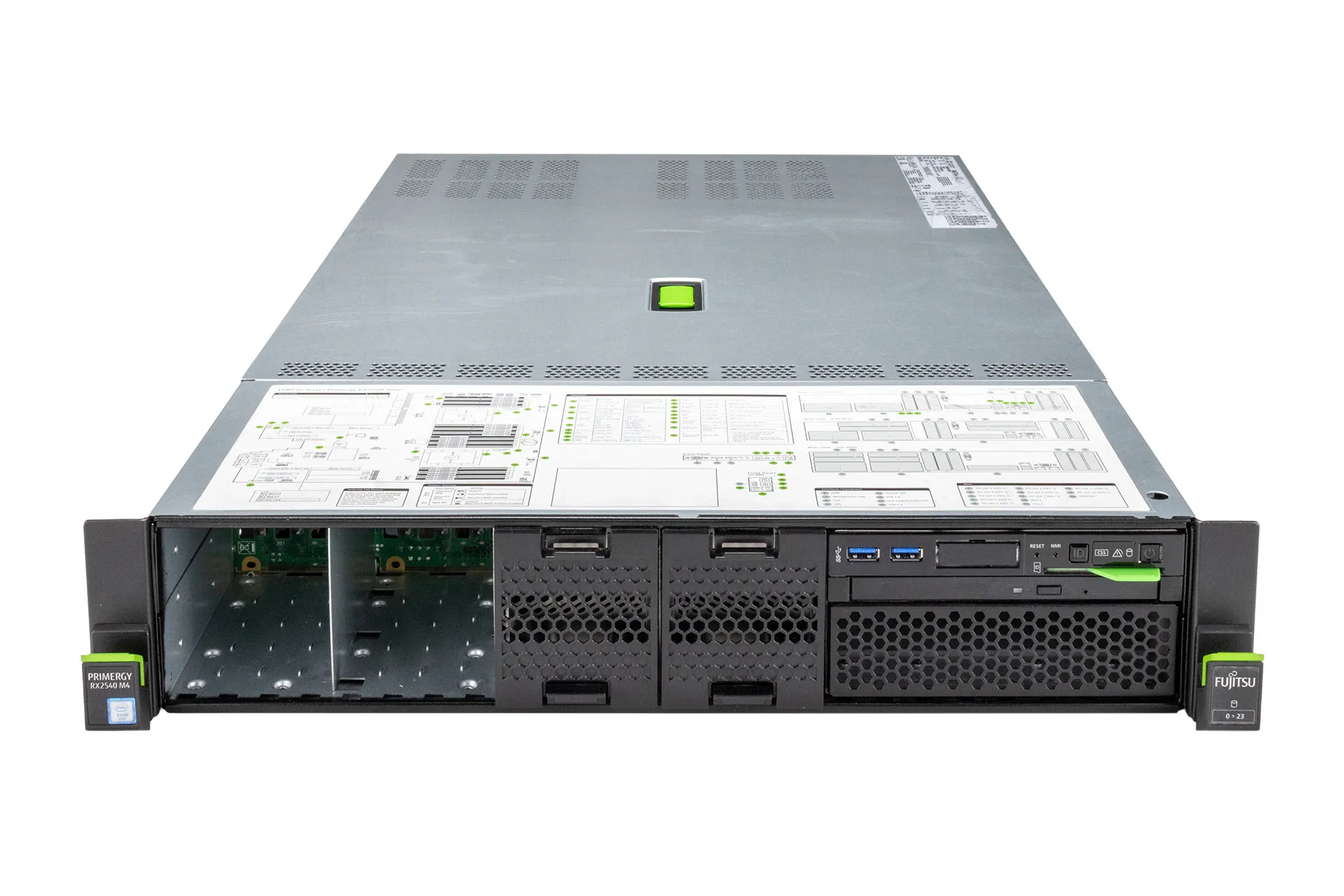 Fujitsu RX2540 M4 Rack Server, 2x Silver 4110 2.10GHz, 8-Core, noRAM, 8x SFF, EP400i