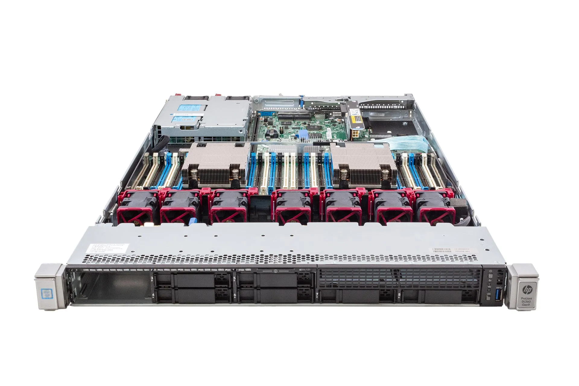 HPE ProLiant DL360 Gen9 Rack Server, 2x E5-2623v3 3.0GHz, 4-Core, noRAM, 8xSFF, P440ar/2G 755258-B21-2x2623v3-0-front-open