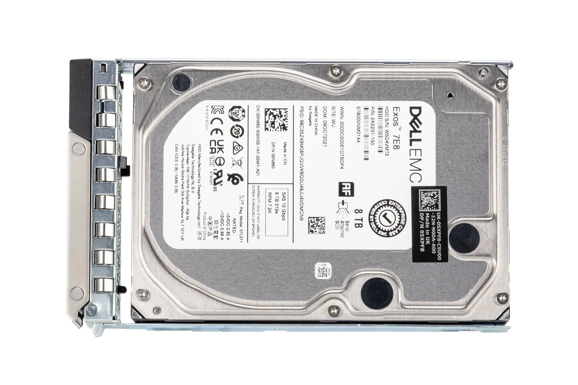 Dell 8TB 12G SAS HDD 7.2k, 3.5 Zoll SFF Festplatte für Server, 512e, inkl. Carrier Y796F
