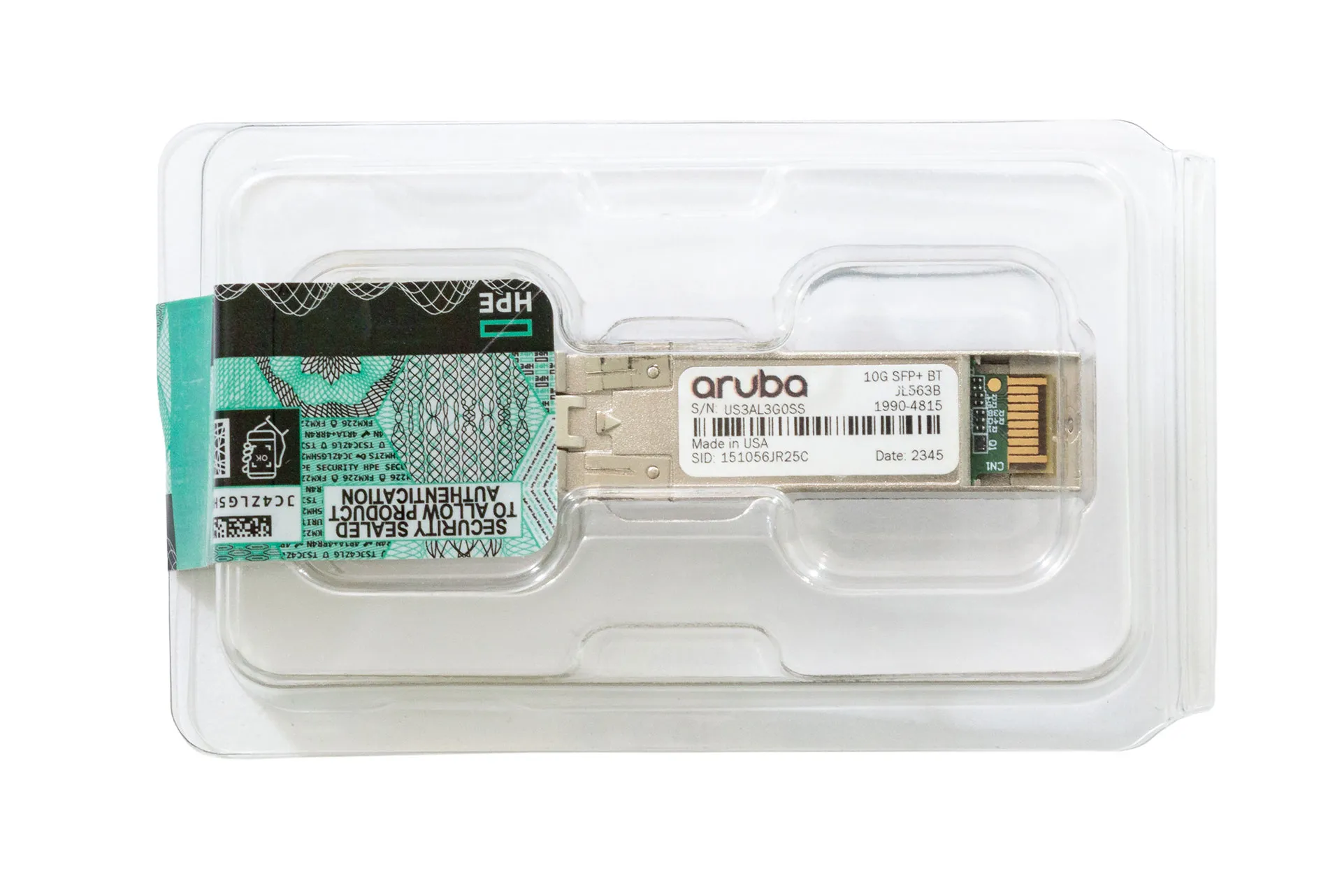 HPE GBIC 10GBASE-T (10GbE 30m CAT6) SFP+/RJ45 Transceiver JL563B top