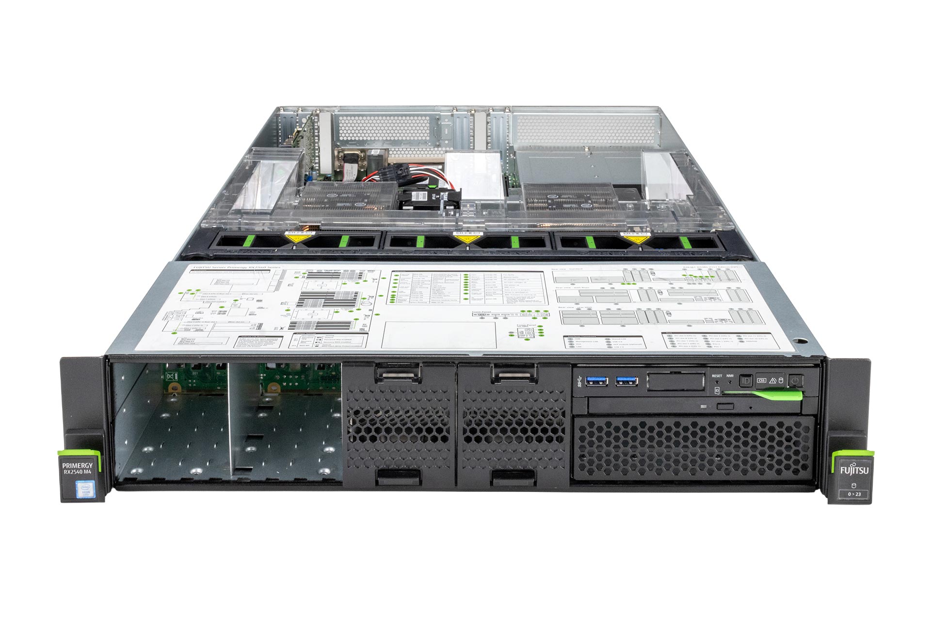 Fujitsu RX2540 M4 Rack Server, 2x Silver 4110 2.10GHz, 8-Core, noRAM, 8x SFF, EP400i