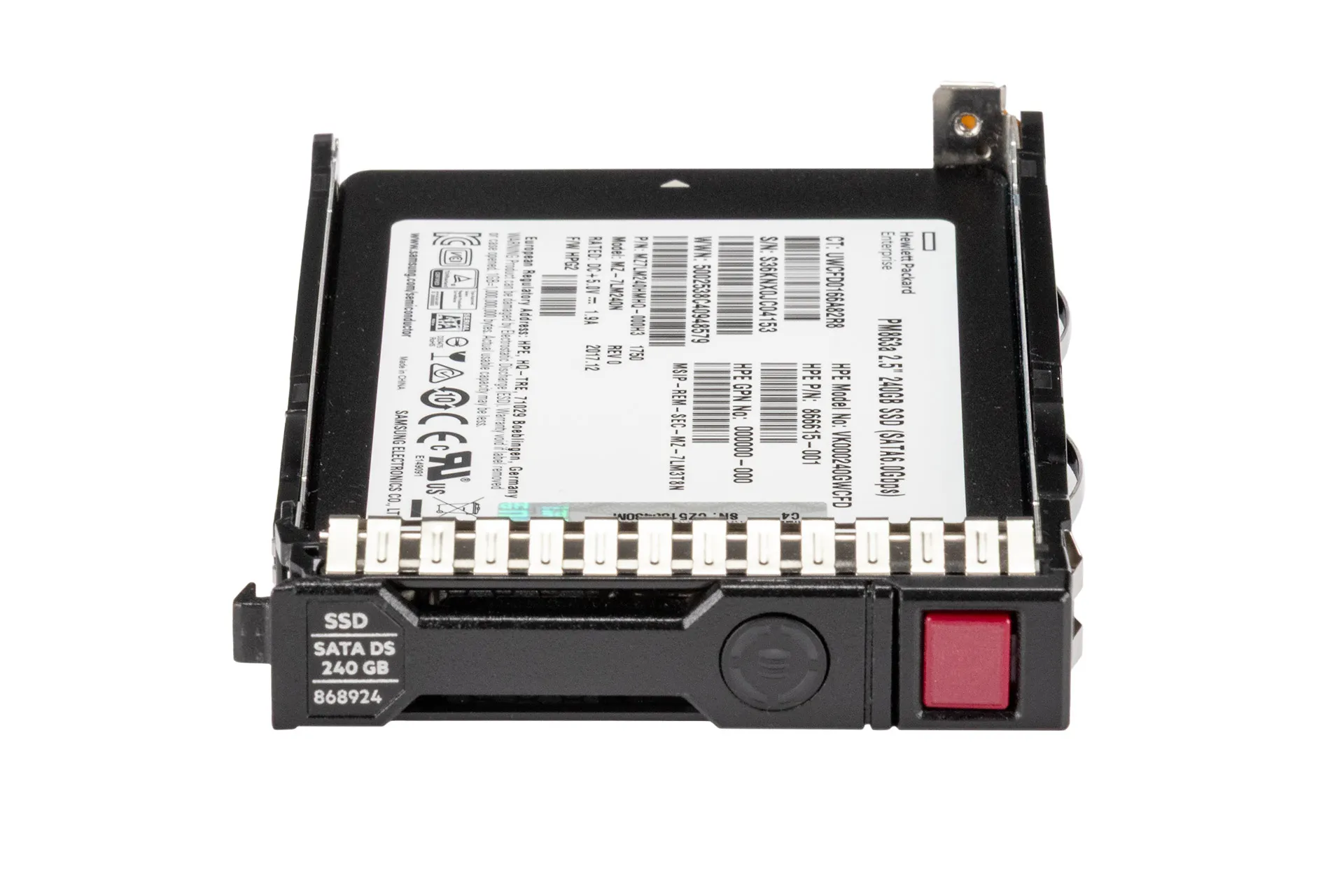 HPE 240GB 6G SATA SSD, 2.5 Zoll SFF Festplatte für Server, SC RI DS