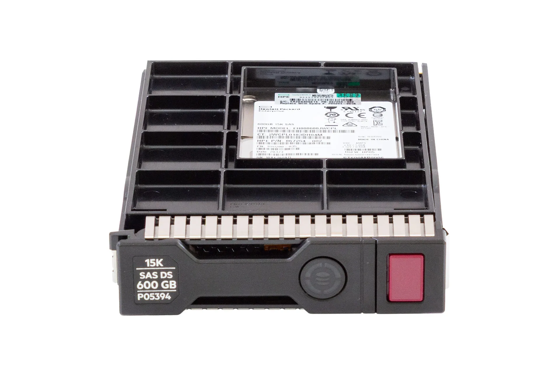 HPE 600GB 12G SAS HDD 15k, 2.5 Zoll SFF Festplatte für Server, DS SCC, inkl. 3.5 Zoll Converter P04695-B21 front