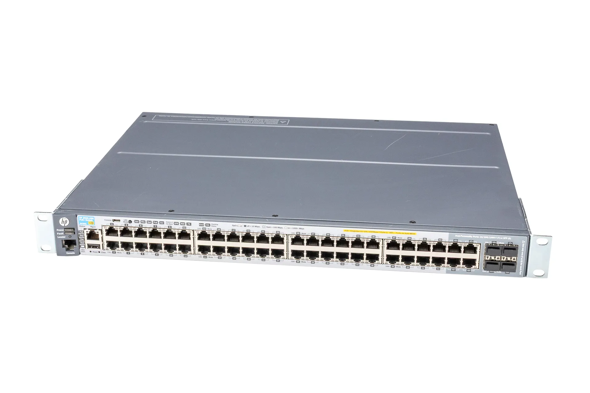 HPE Aruba Switch 2920-48G-PoE+, 48x GbE RJ45 PoE (370W), 4x GbE SFP shared, 2x Stacking, 1x 575W