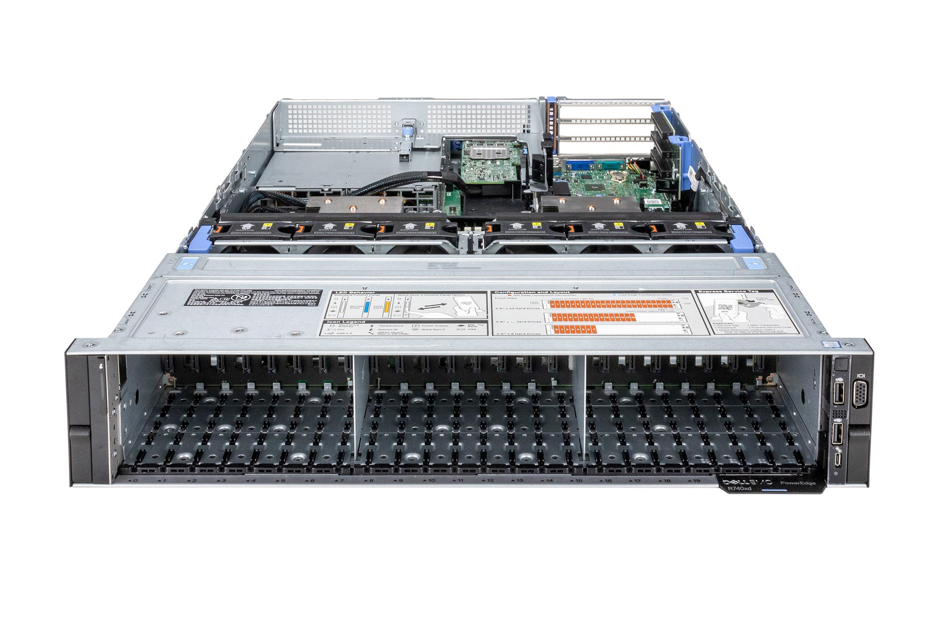 Dell PowerEdge R740xd Rack Server, 2x Silver 4215R 3.20GHz, 8-Core, 24x SFF, Riser, PERC H740P
