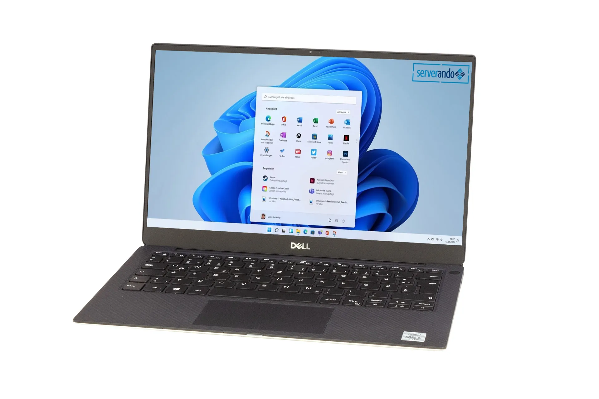 Dell XPS 13/9370 Laptop 13,3 Zoll, i5-8250U 1.60GHz, 4-Core, 8GB PC4, 256GB NVMe, 2xWebcam, Win11Pro