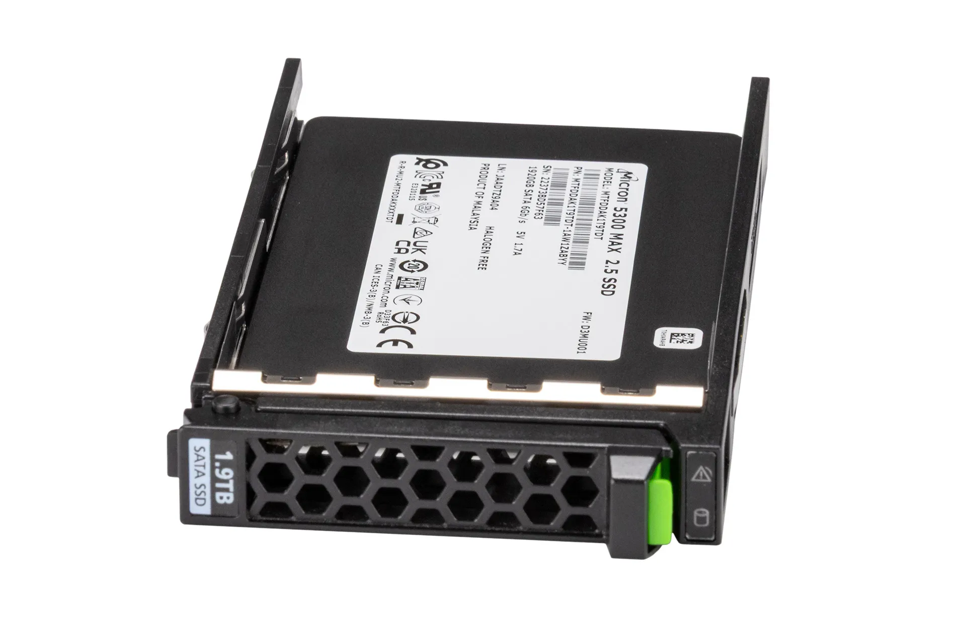 Fujitsu 1.9TB 6G SATA SSD, 2.5 Zoll SFF Festplatte für Server, MU, inkl. Rahmen A3C40179841 Fujitsu 1.9TB 6G SATA SSD, 2.5 Zoll SFF Festplatte für Server, MU, inkl. Rahmen A3C40179841